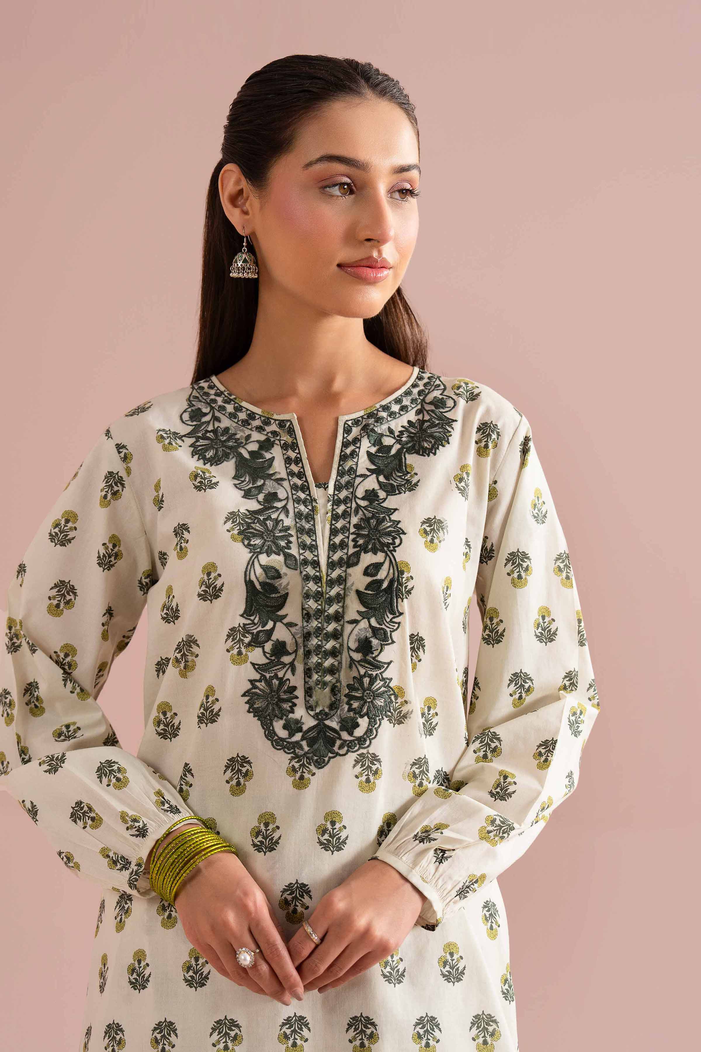 2 Piece - Printed Embroidered Suit - PE26-215
