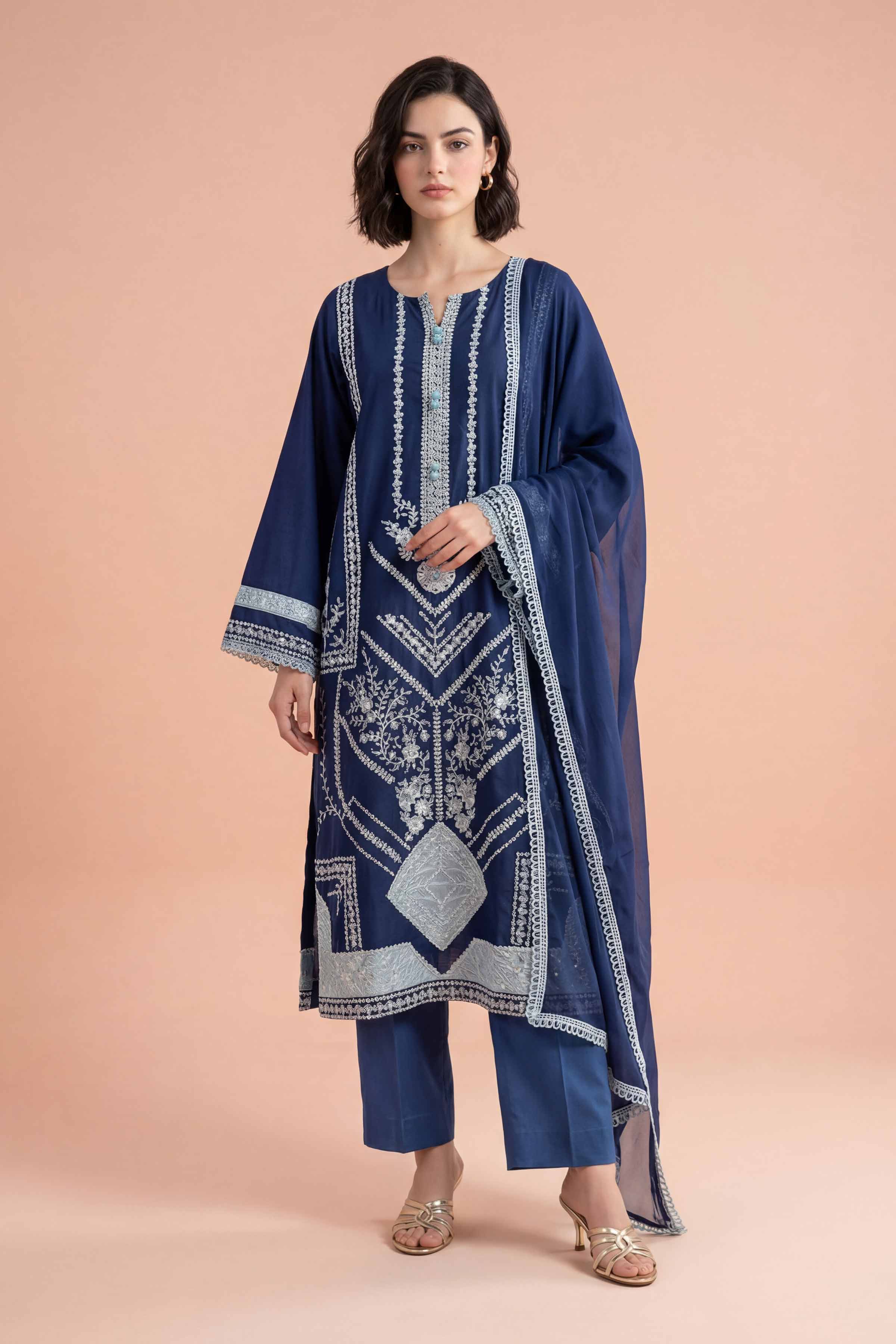 3 Piece - Embroidered Suit - PE26-299