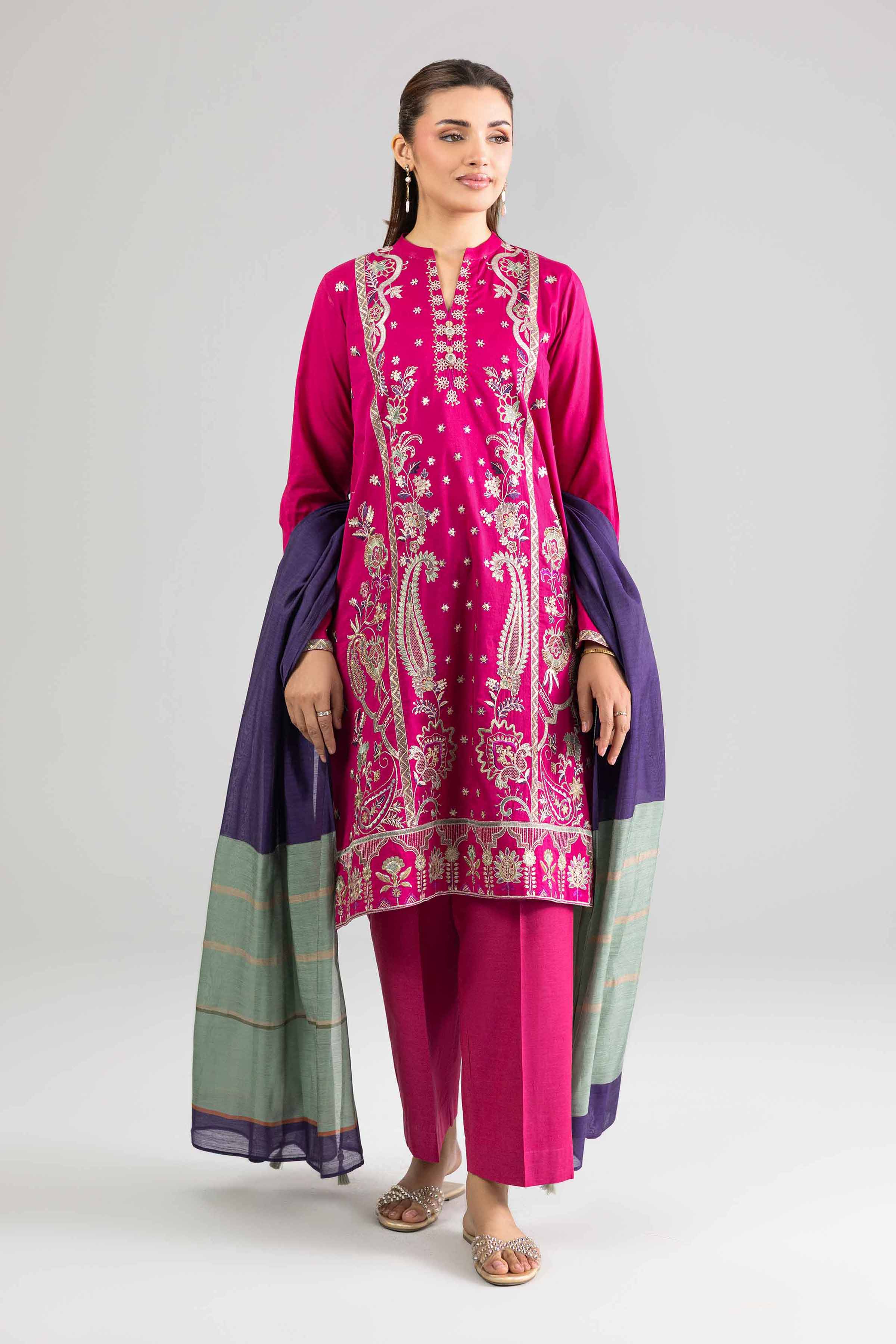 3 Piece - Embroidered Suit - PE26-308