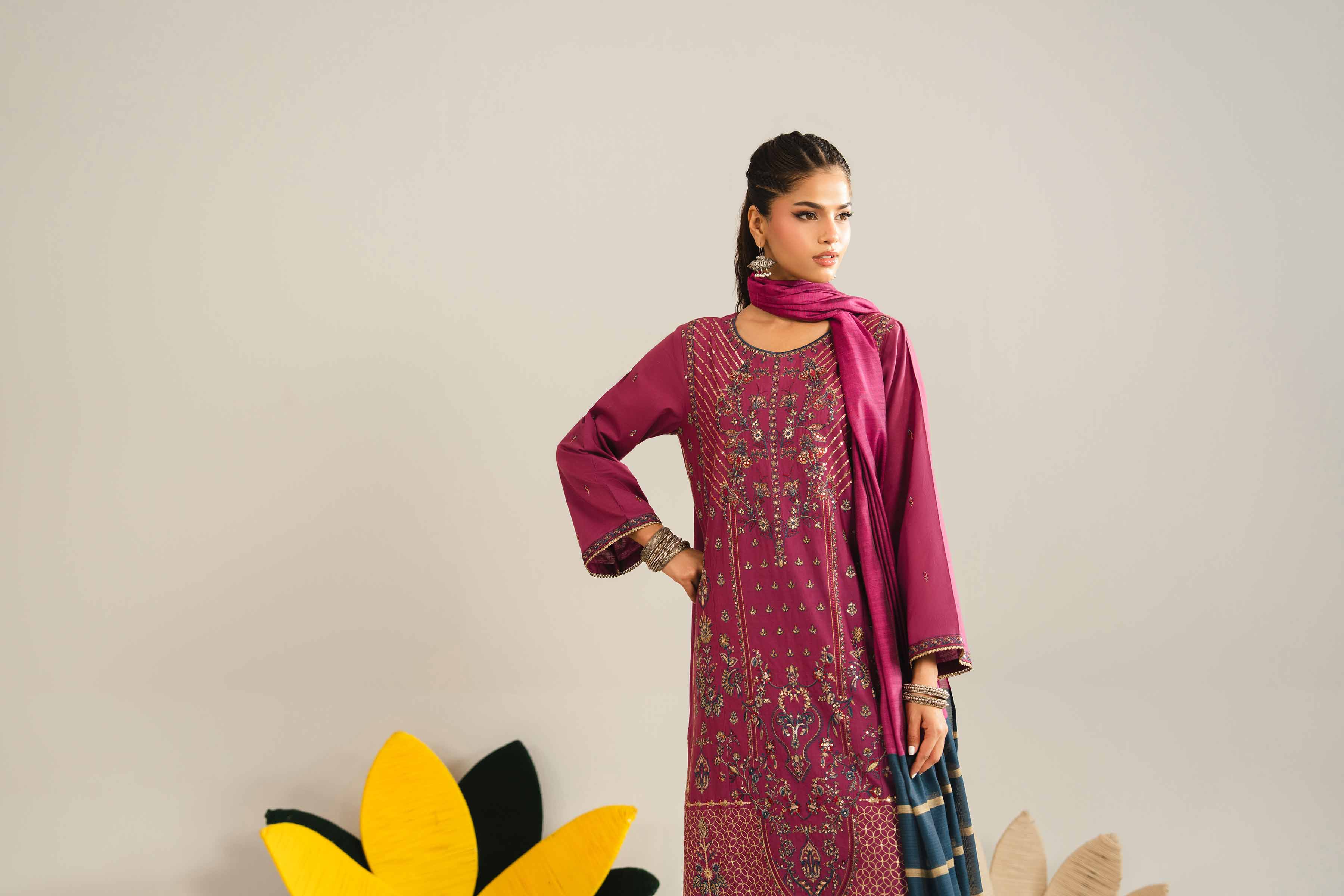 3 Piece - Embroidered Suit - PE26-311