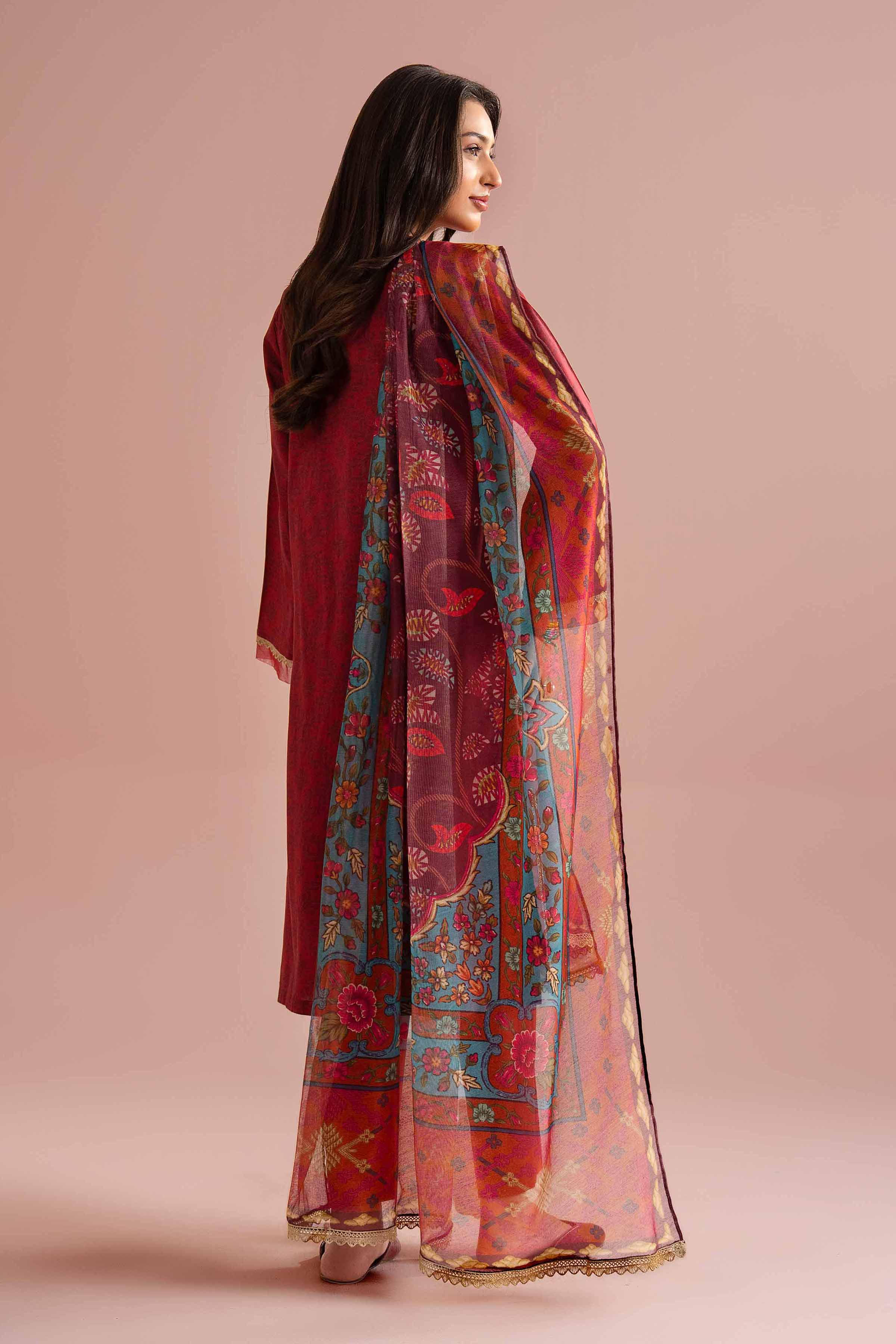 3 Piece - Printed Embroidered Suit - PE26-332