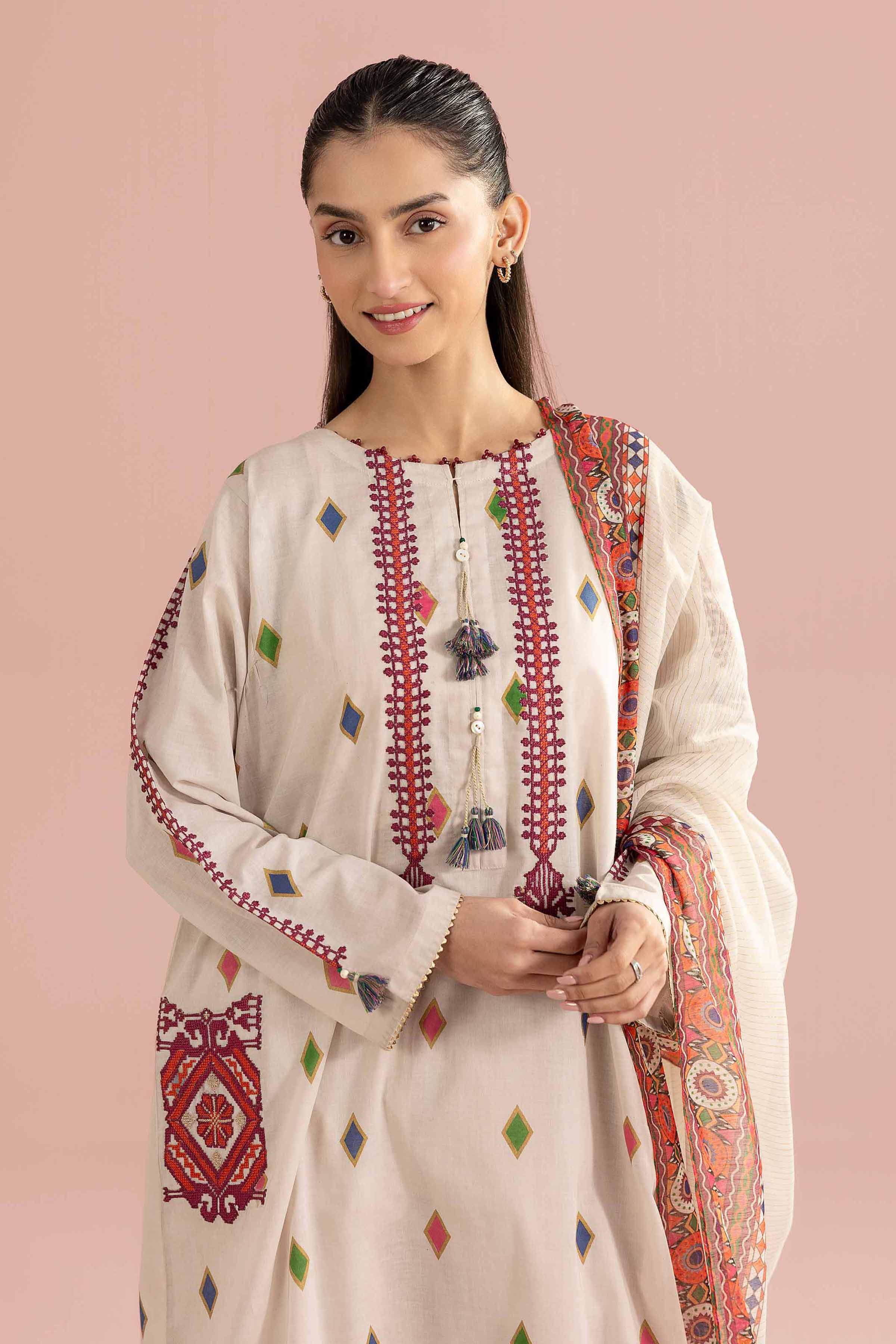 3 Piece - Printed Embroidered Suit - PE26-335 for Women - Pret Collection | Nishat | Shop Online