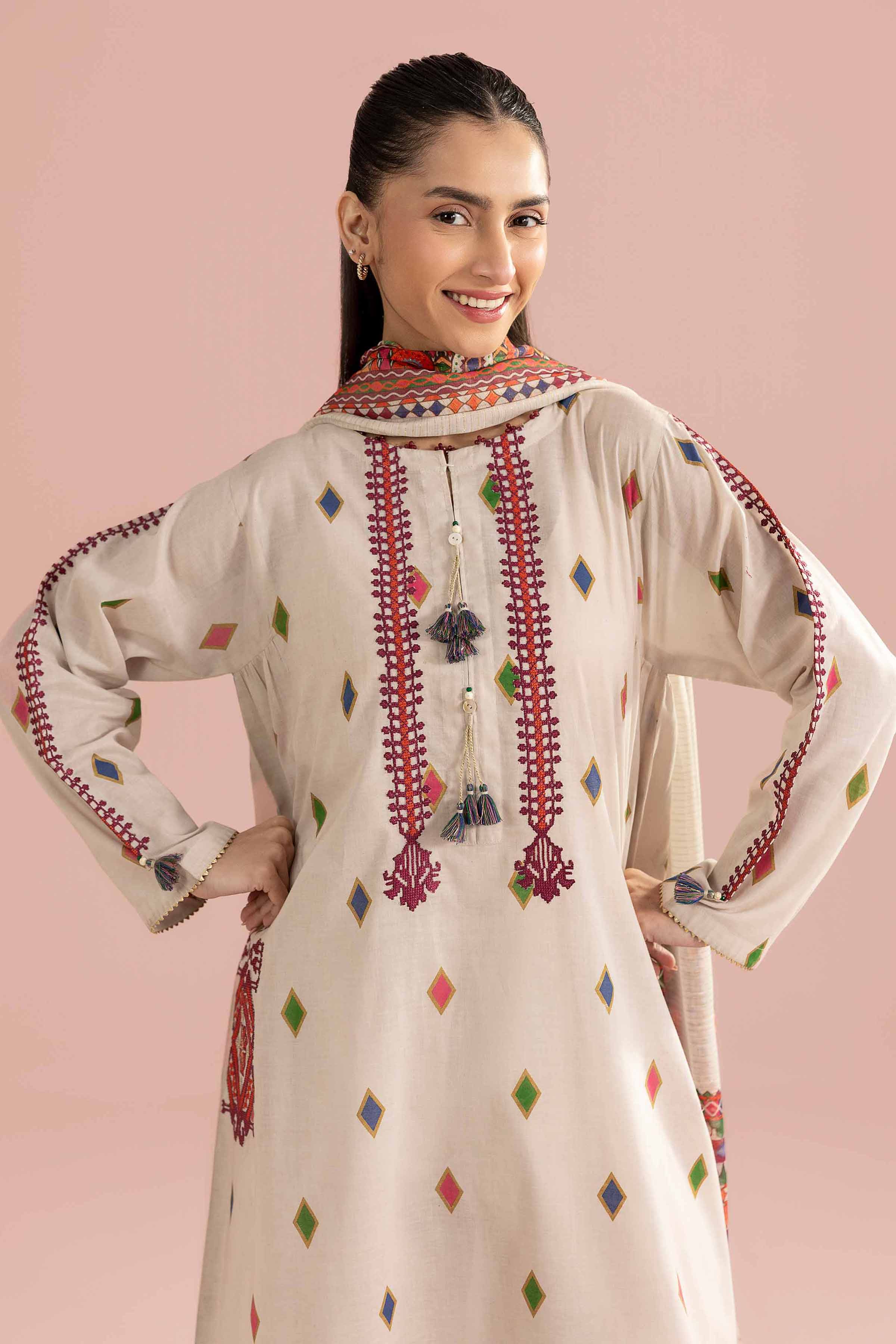 3 Piece - Printed Embroidered Suit - PE26-335 for Women - Pret Collection | Nishat | Shop Online