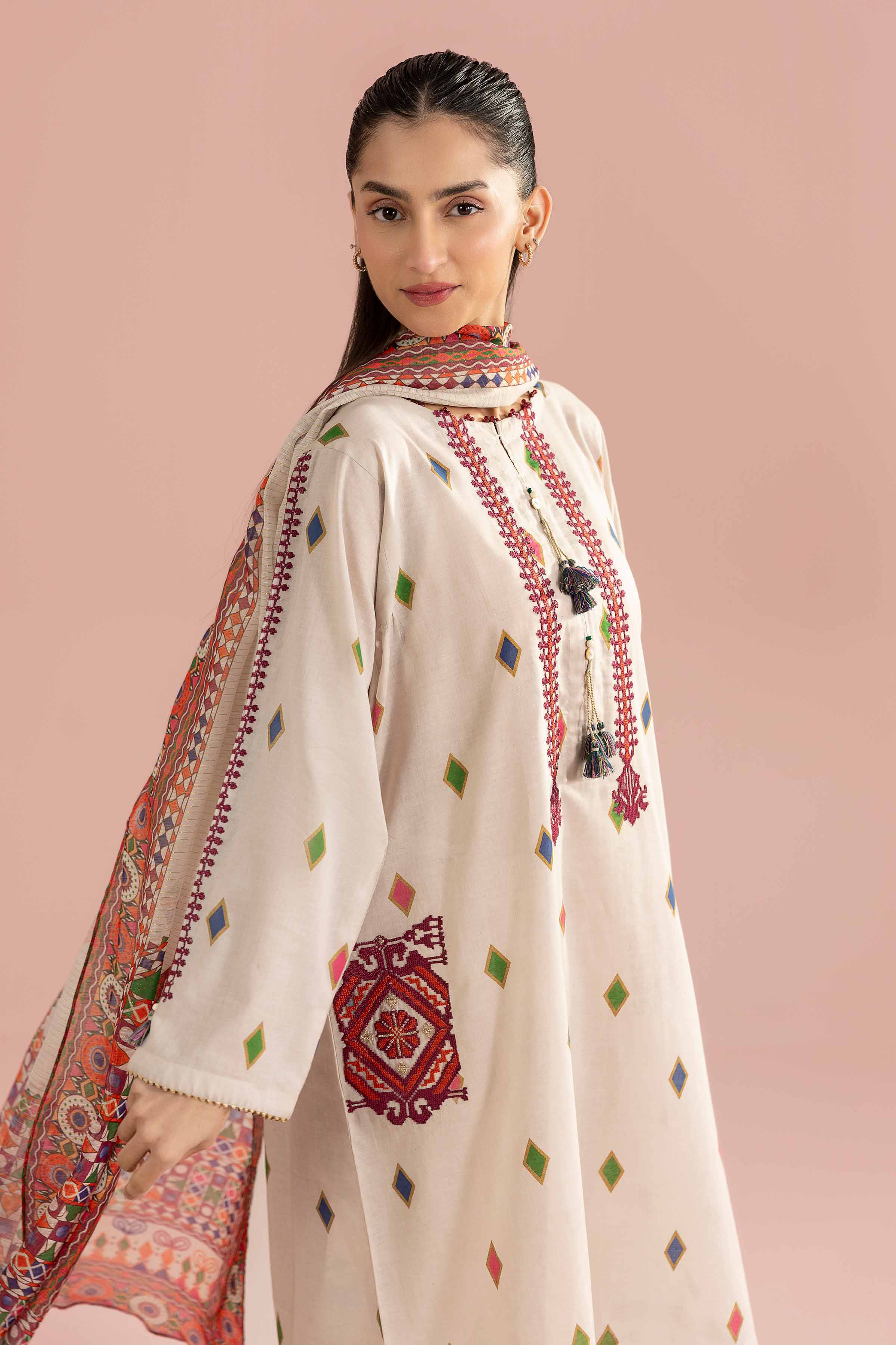 3 Piece - Printed Embroidered Suit - PE26-335 for Women - Pret Collection | Nishat | Shop Online