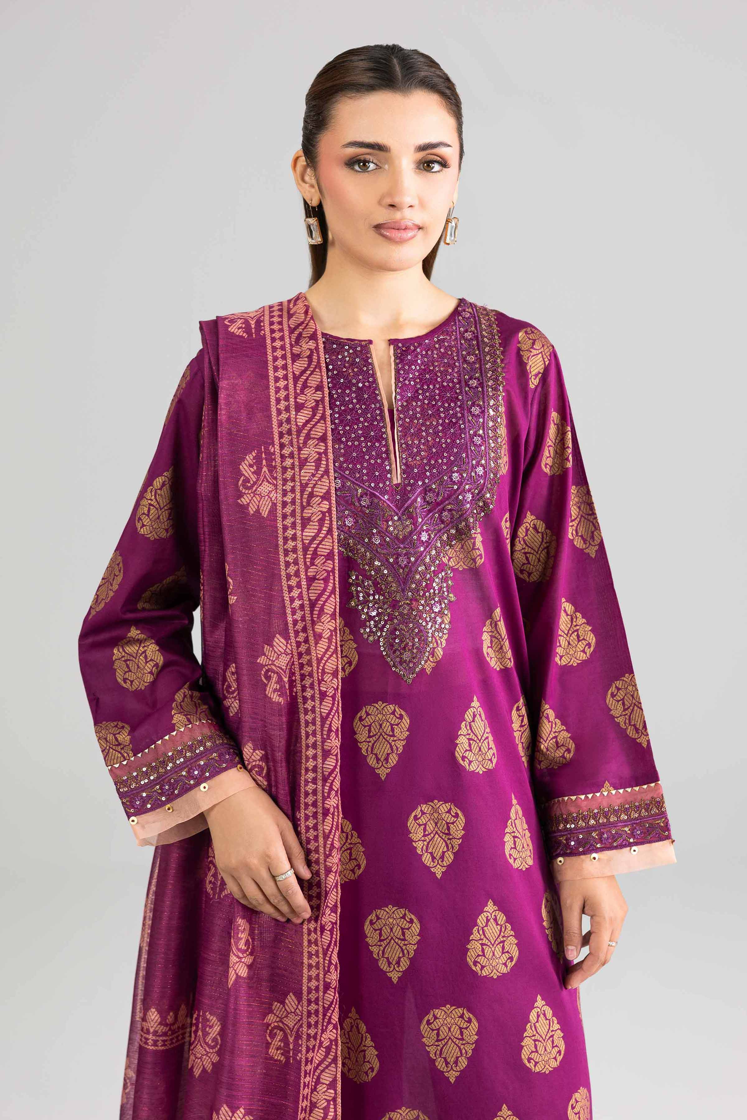 3 Piece - Printed Embroidered Suit - PE26-337