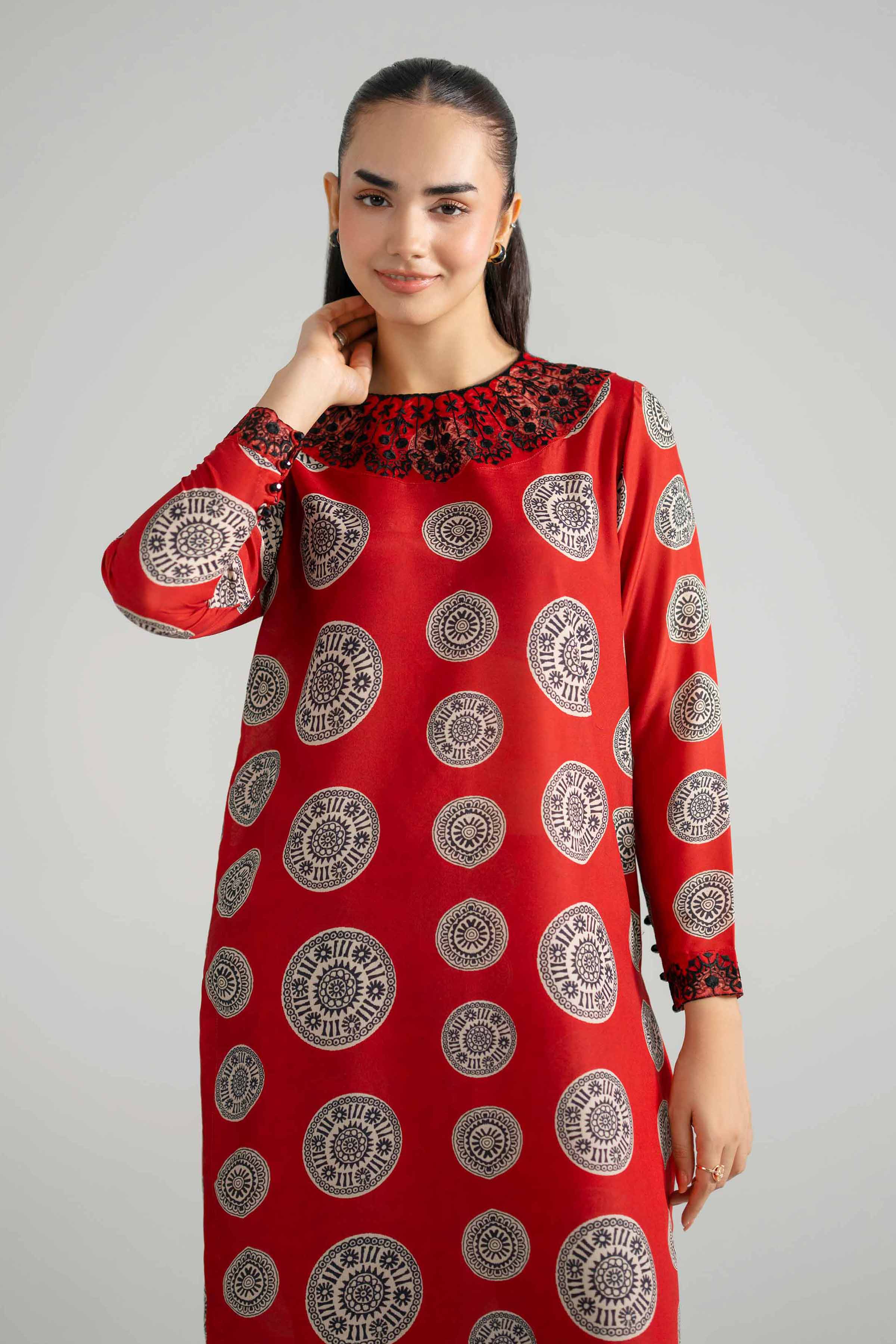 2 Piece - Printed Embroidered Suit - PE26-349