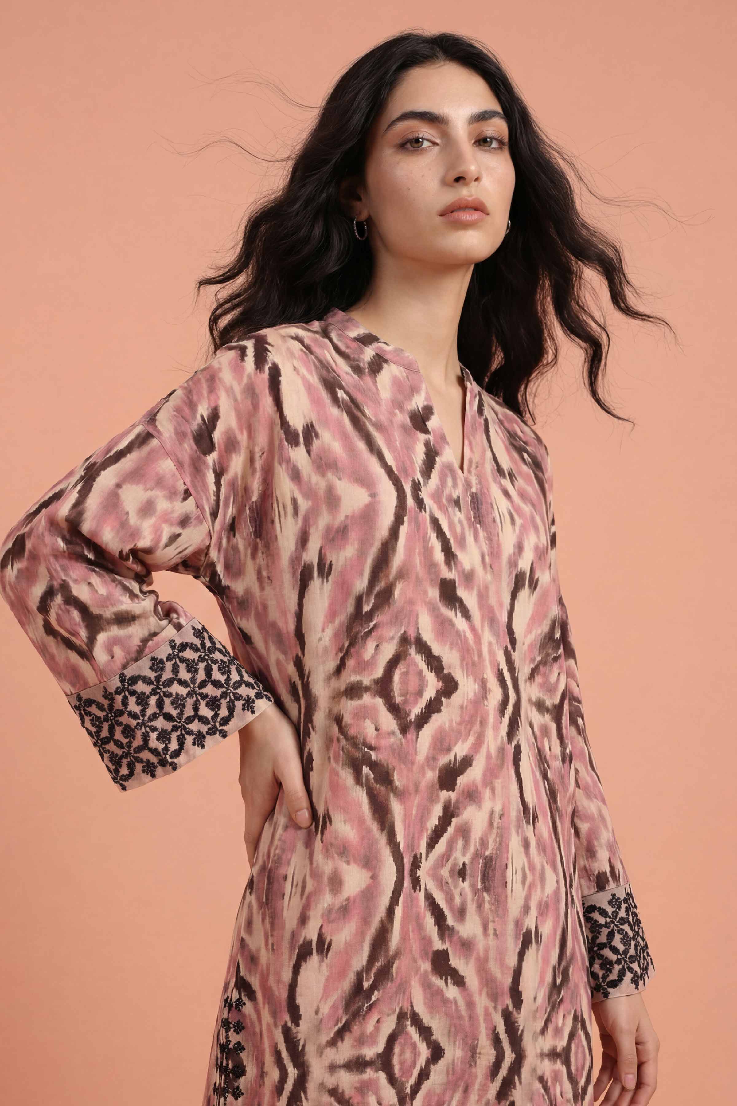 2 Piece - Printed Embroidered Suit - PE26-352