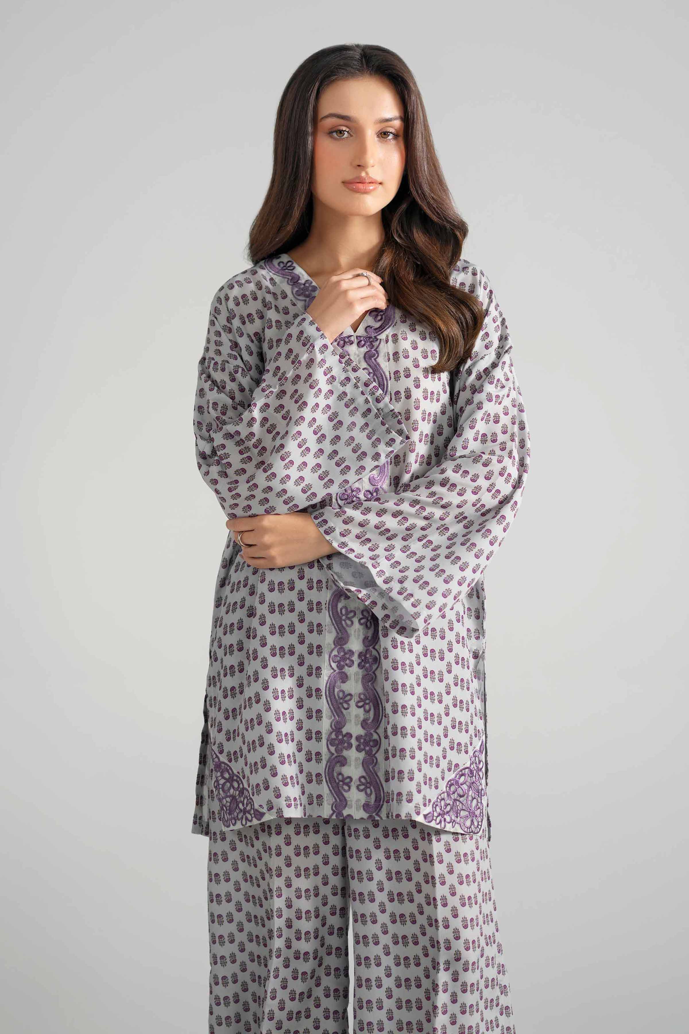 2 Piece - Printed Embroidered Suit - PE26-353