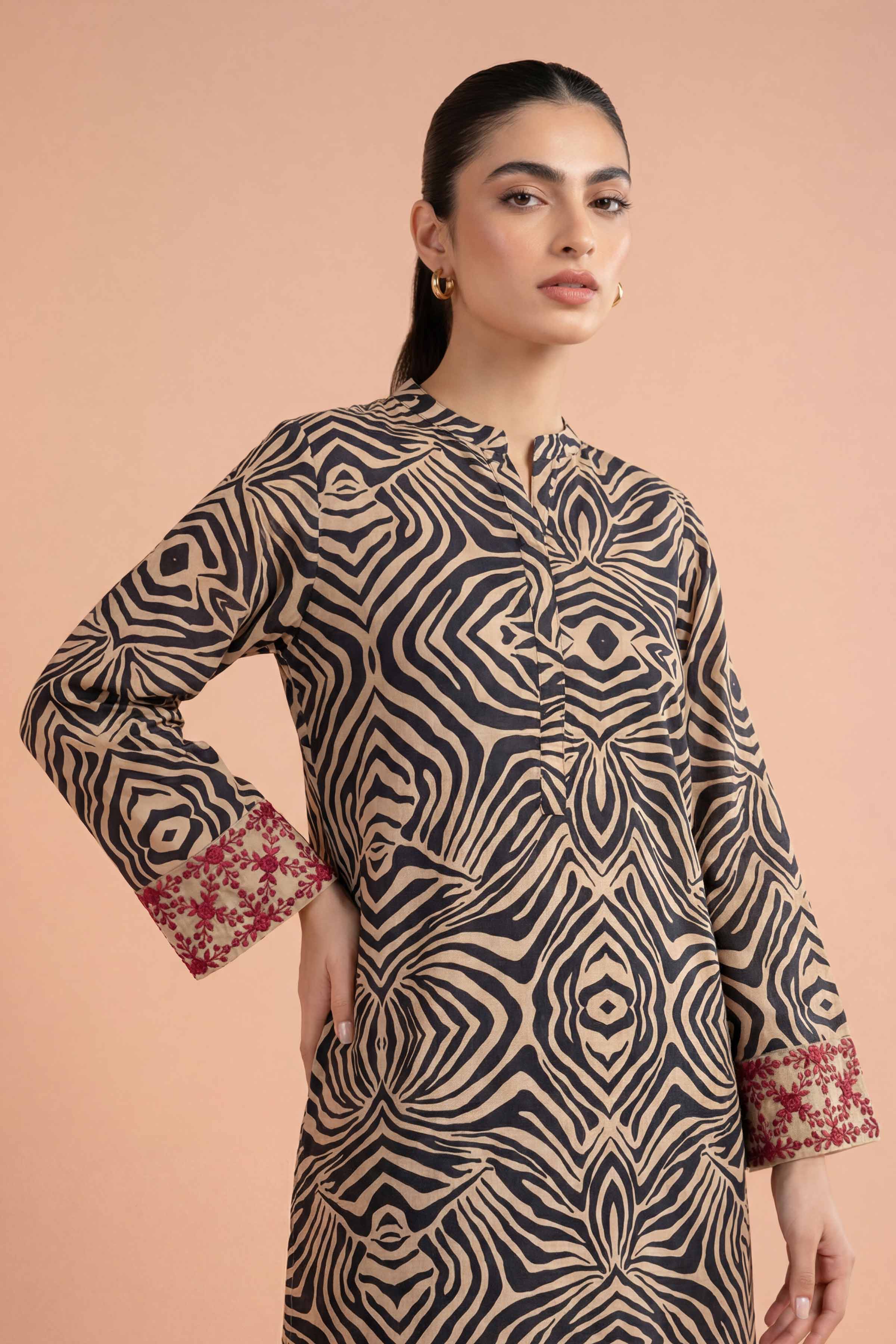 2 Piece - Printed Embroidered Suit - PE26-355