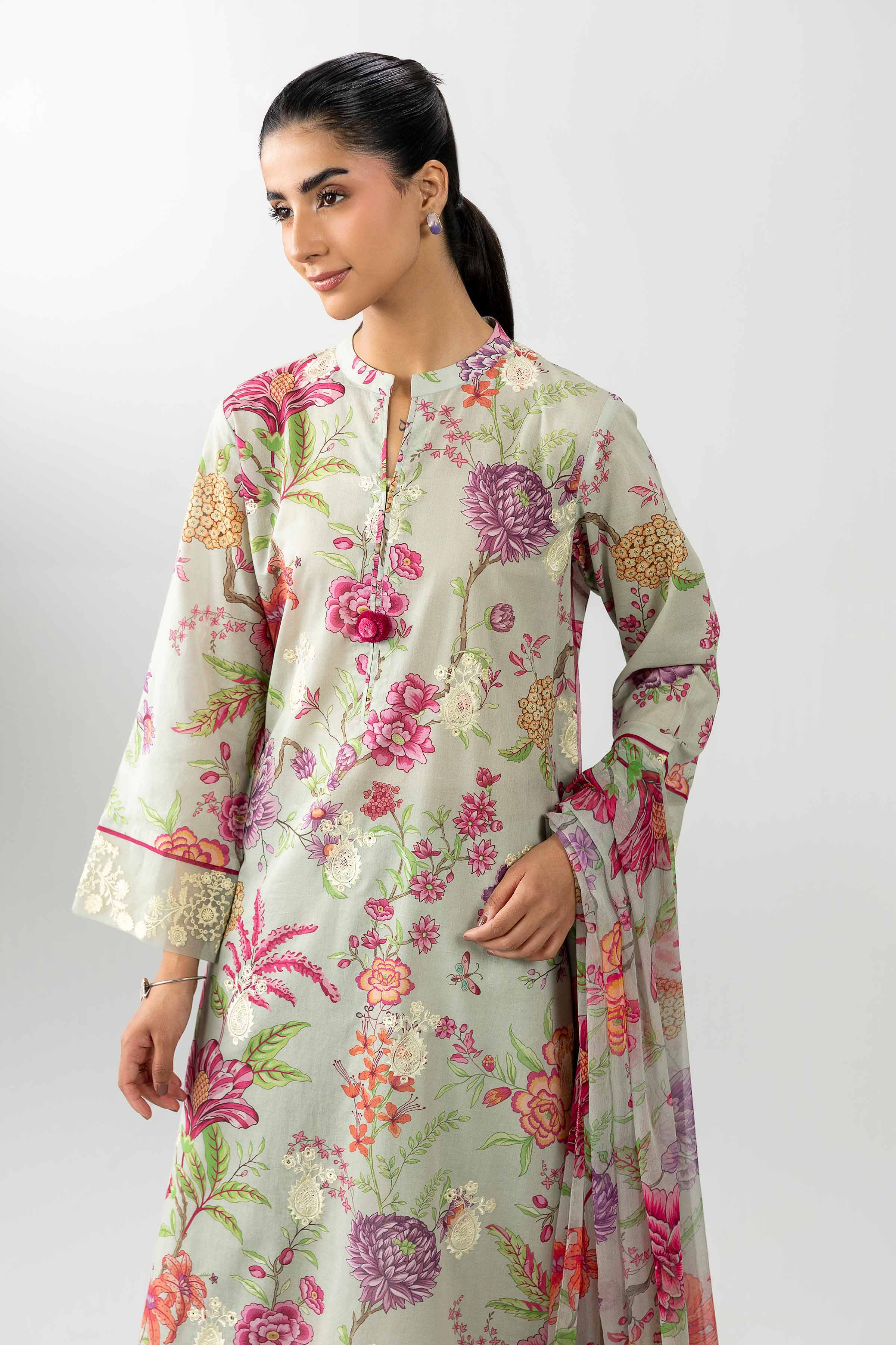3 Piece - Printed Embroidered Suit - PE26-493