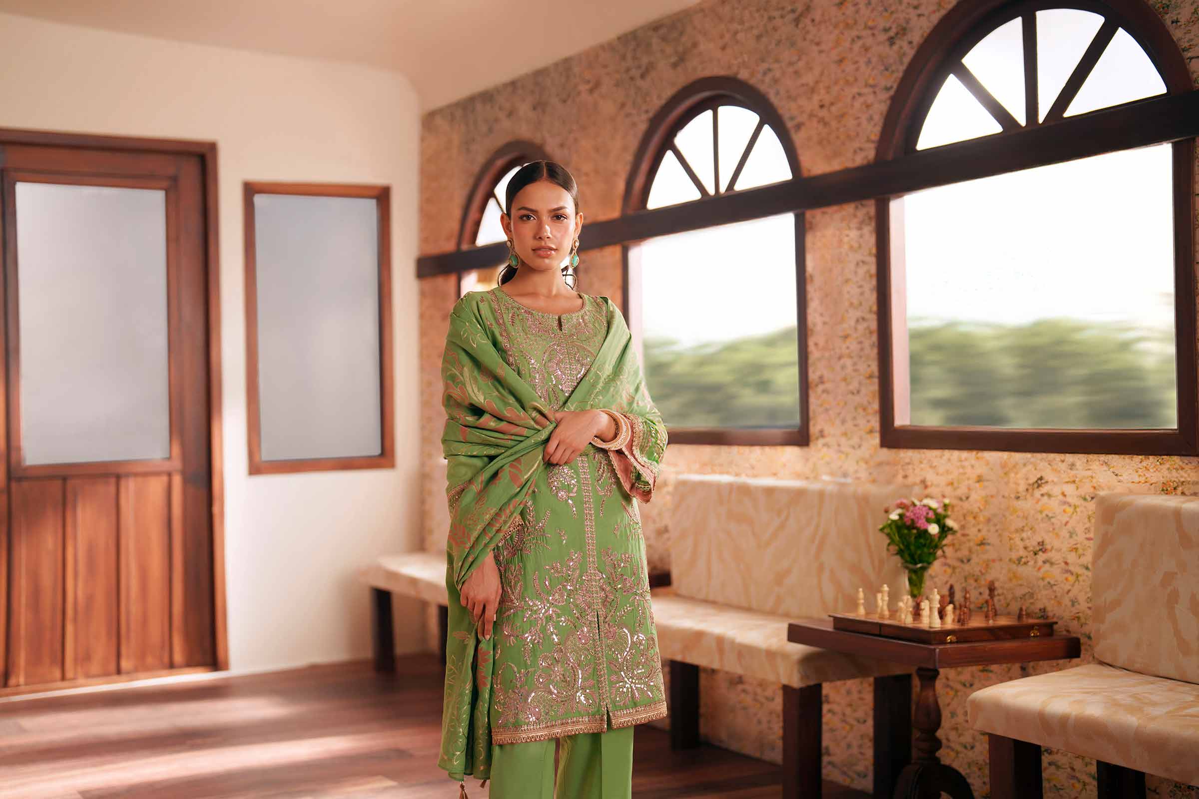 3 Piece - Embroidered Suit - PE26-78
