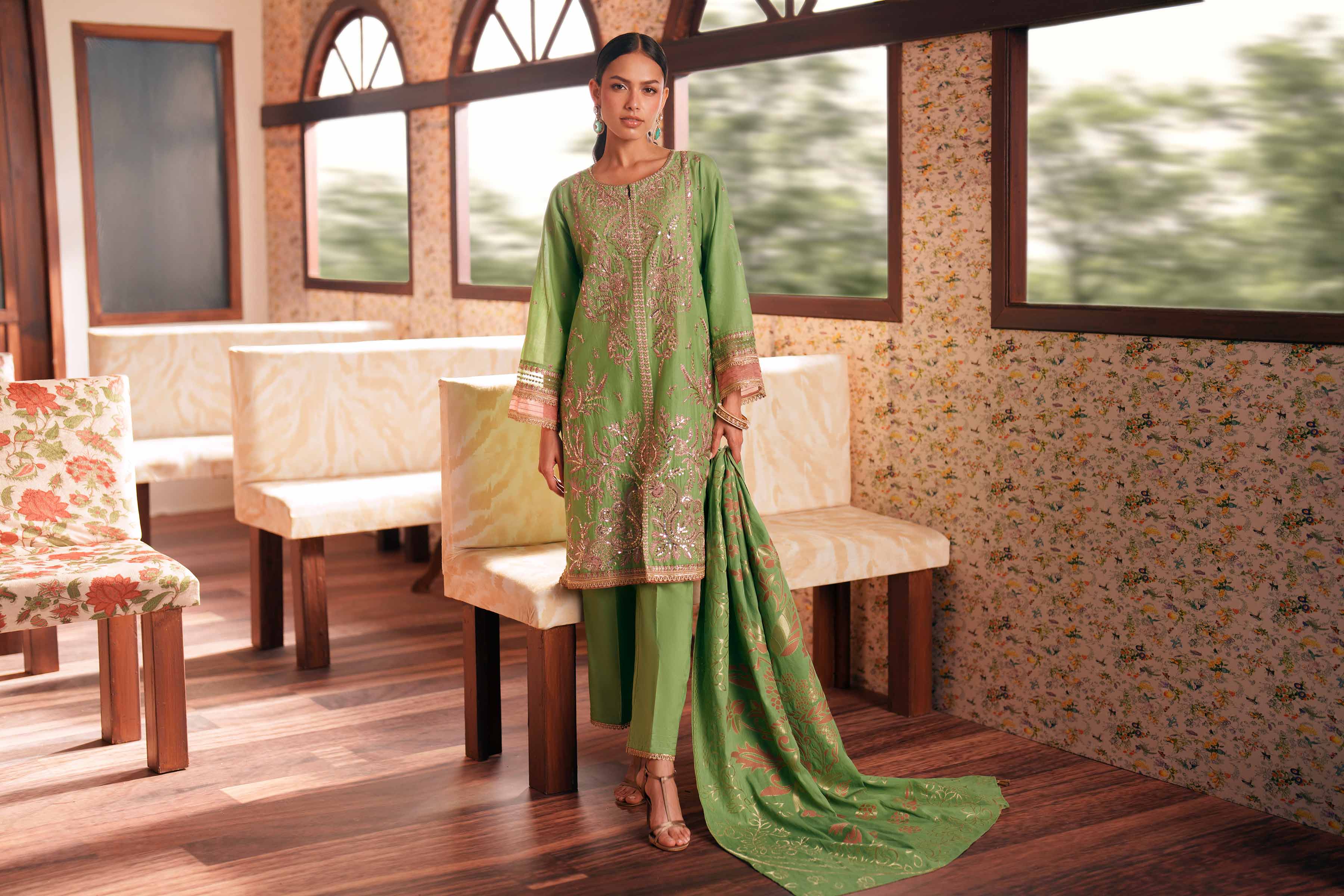 3 Piece - Embroidered Suit - PE26-78