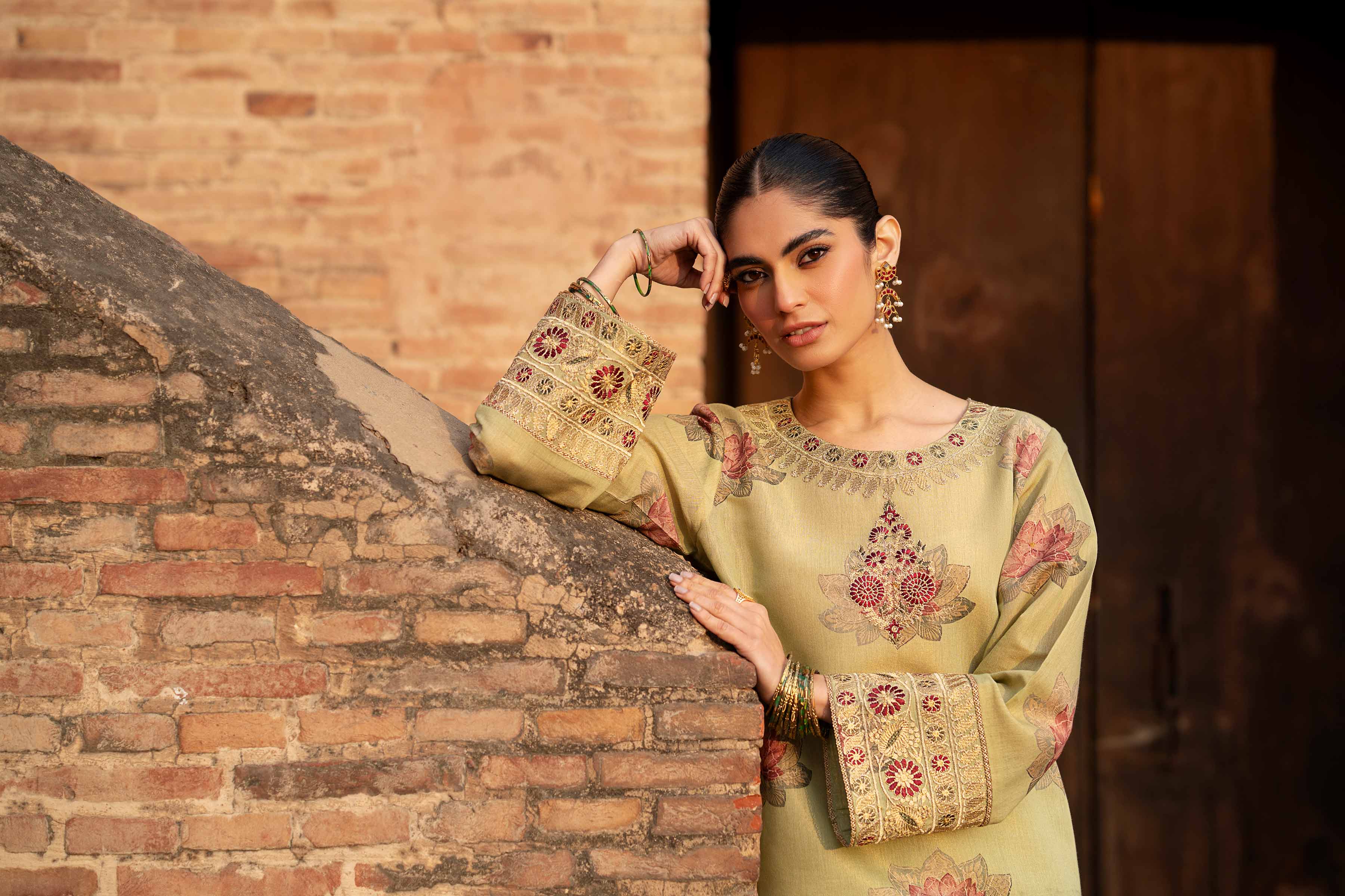 2 Piece - Printed Embroidered Suit - PFE25-02