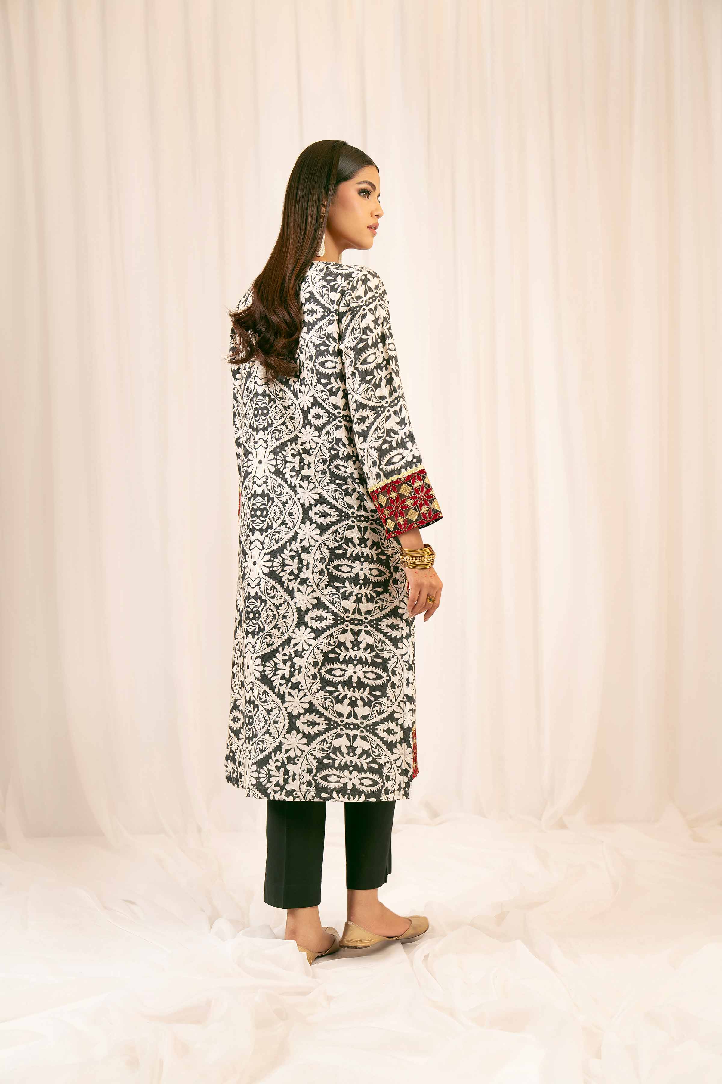 2 Piece - Printed Embroidered Suit - PFE25-31