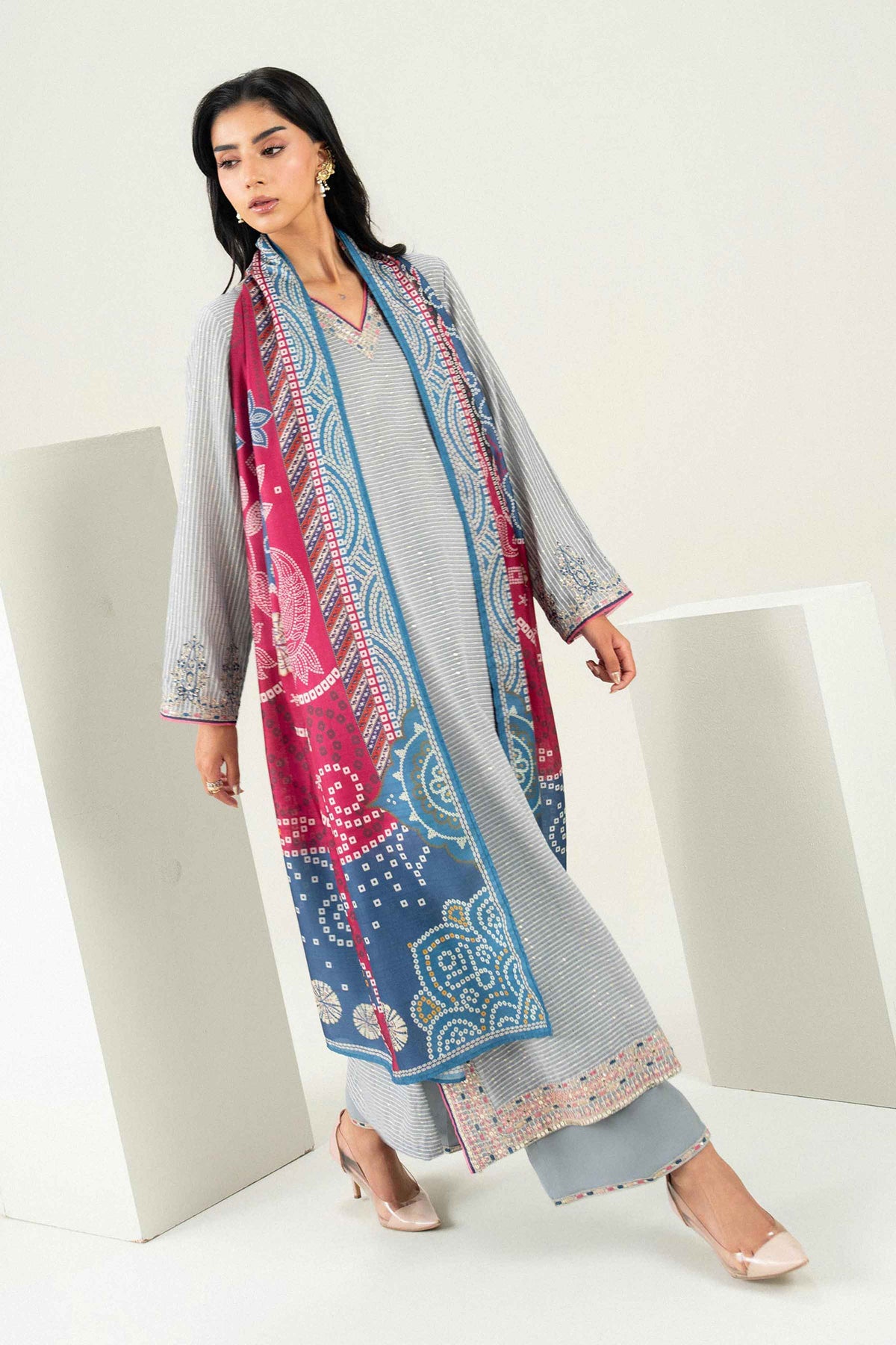 3 Piece - Printed Embroidered Suit - PFE26-46 for Women - Pret Collection | Nishat | Shop Online