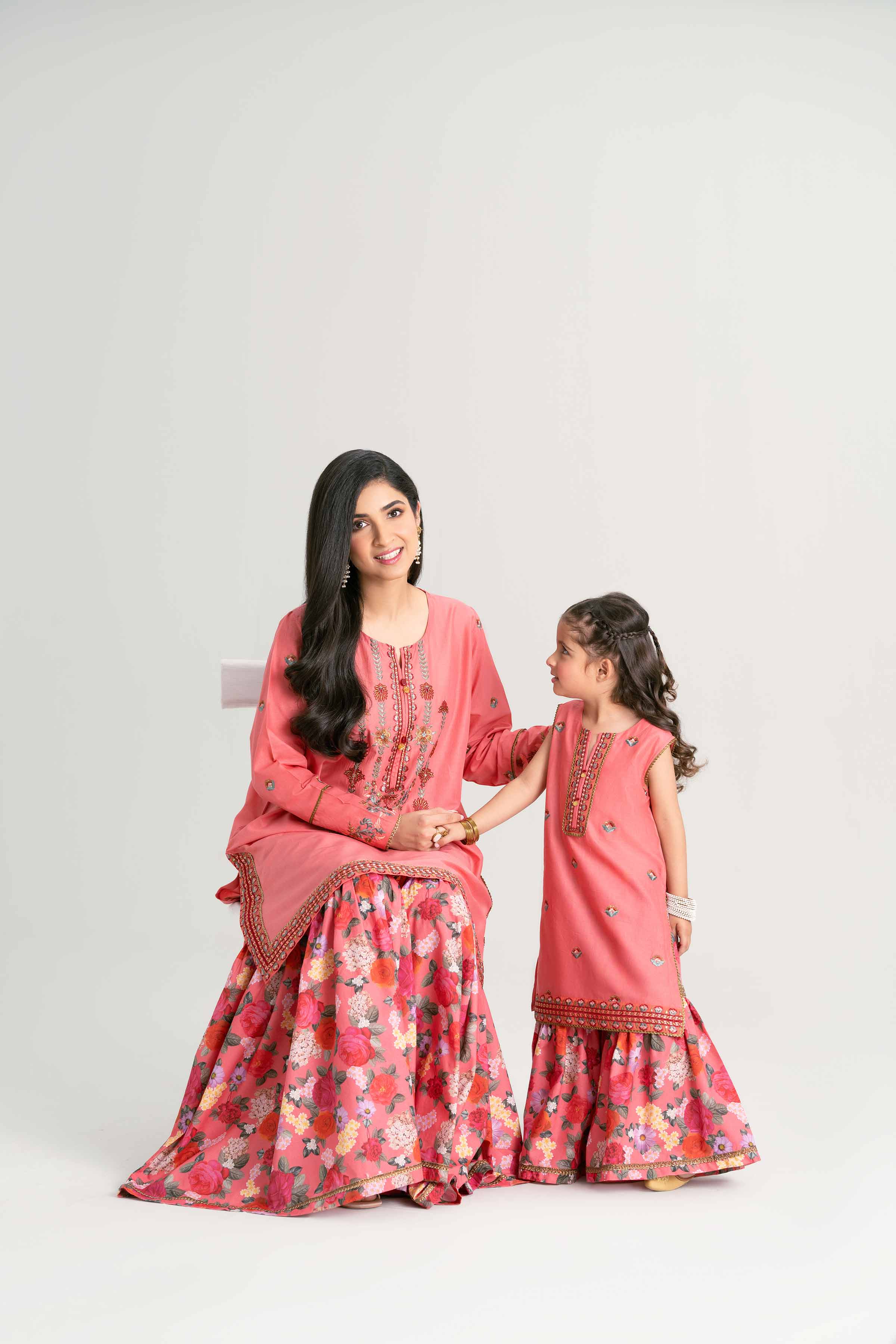 2 Piece - Printed Embroidered Suit - PMD25-04 D