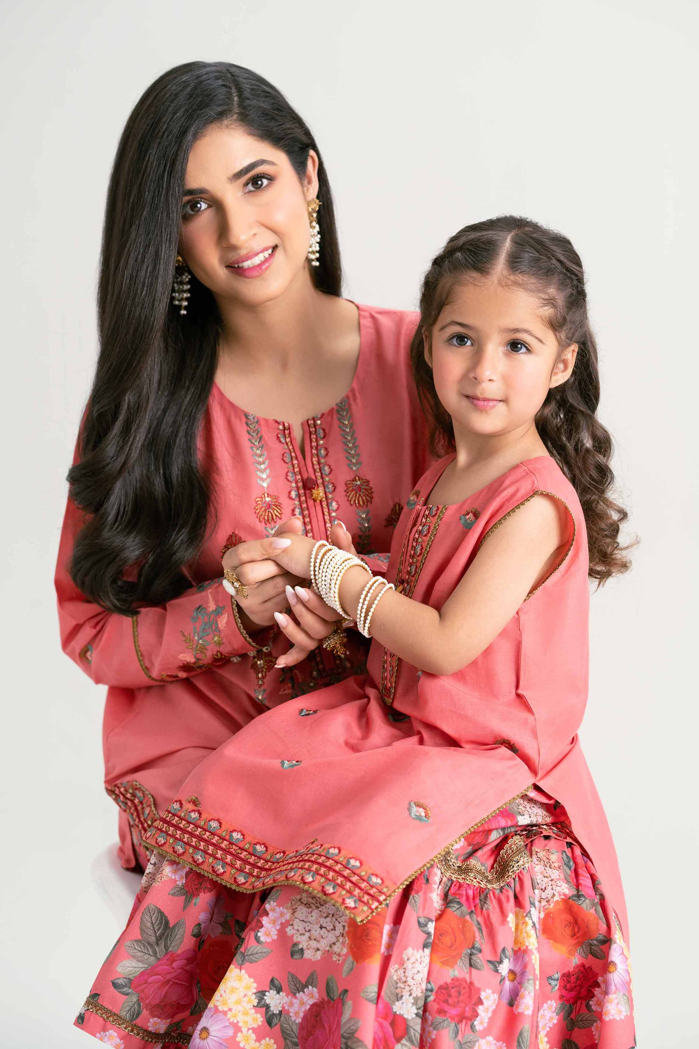 2 Piece - Printed Embroidered Suit - PMD25-04 D
