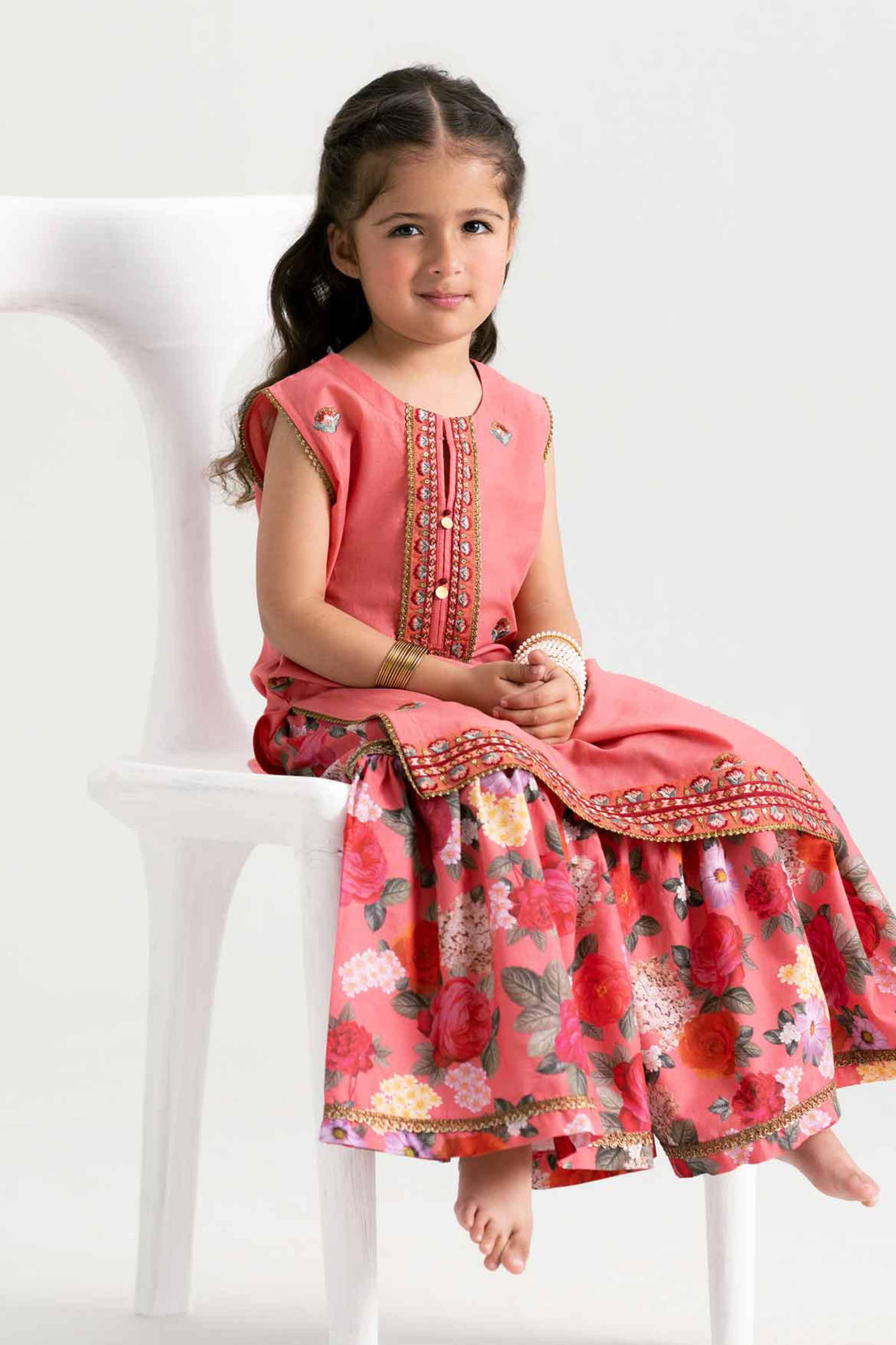2 Piece - Printed Embroidered Suit - PMD25-04 D