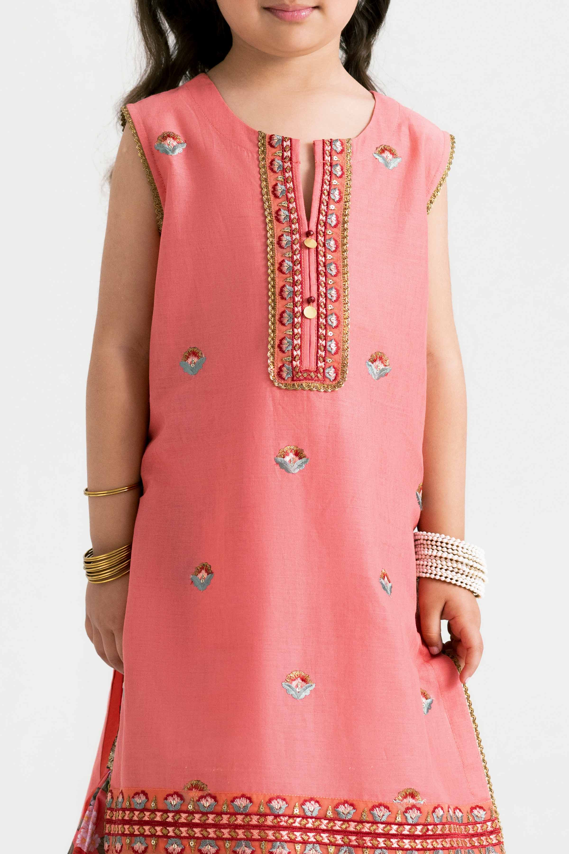 2 Piece - Printed Embroidered Suit - PMD25-04 D