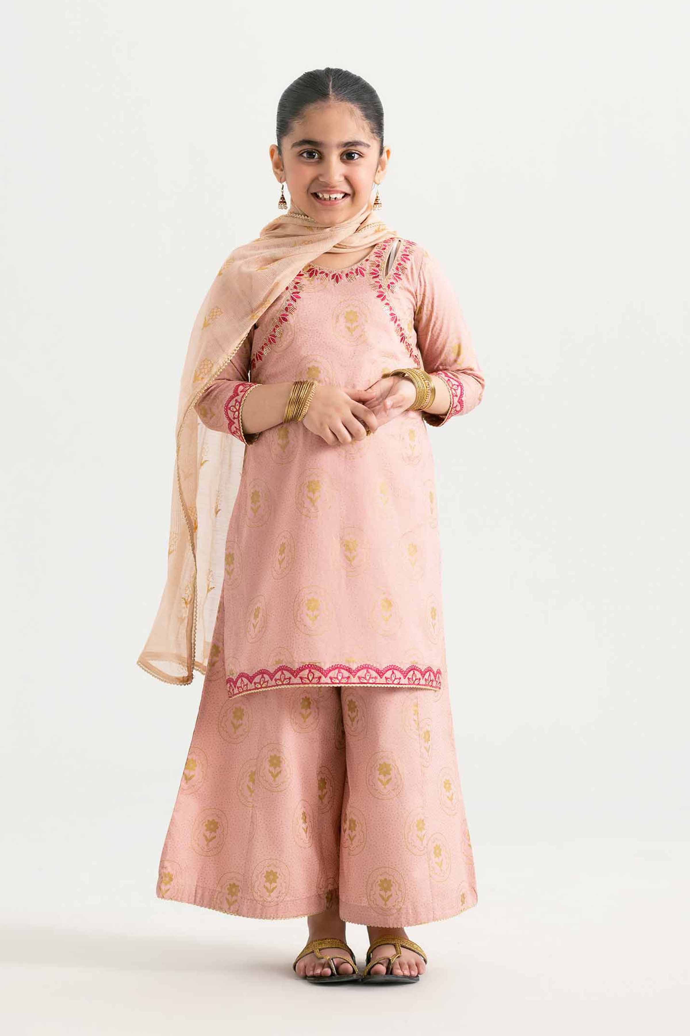3 Piece - Printed Embroidered Suit - PMD25-05 D