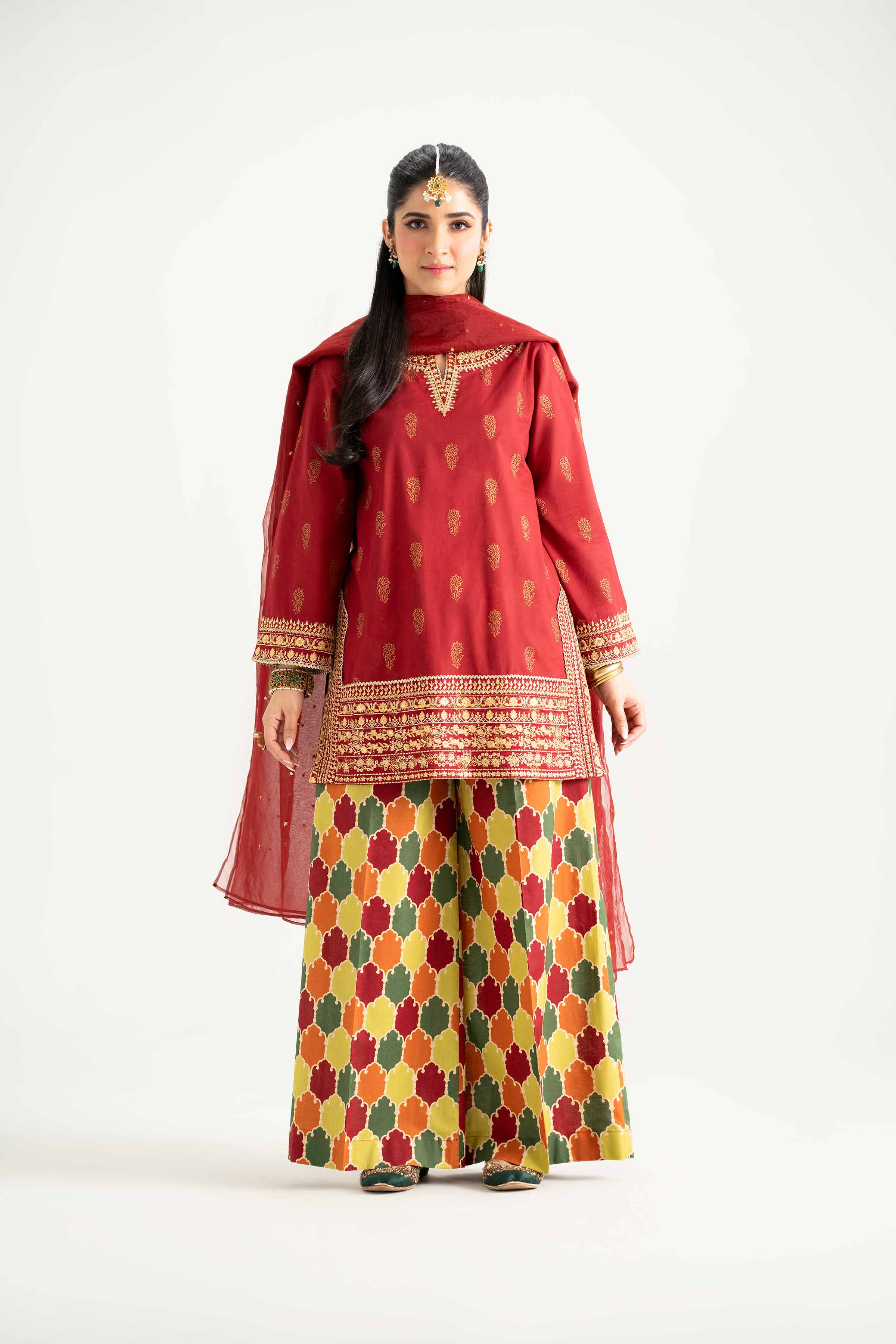 3 Piece - Printed Embroidered Suit - PMD25-13 M