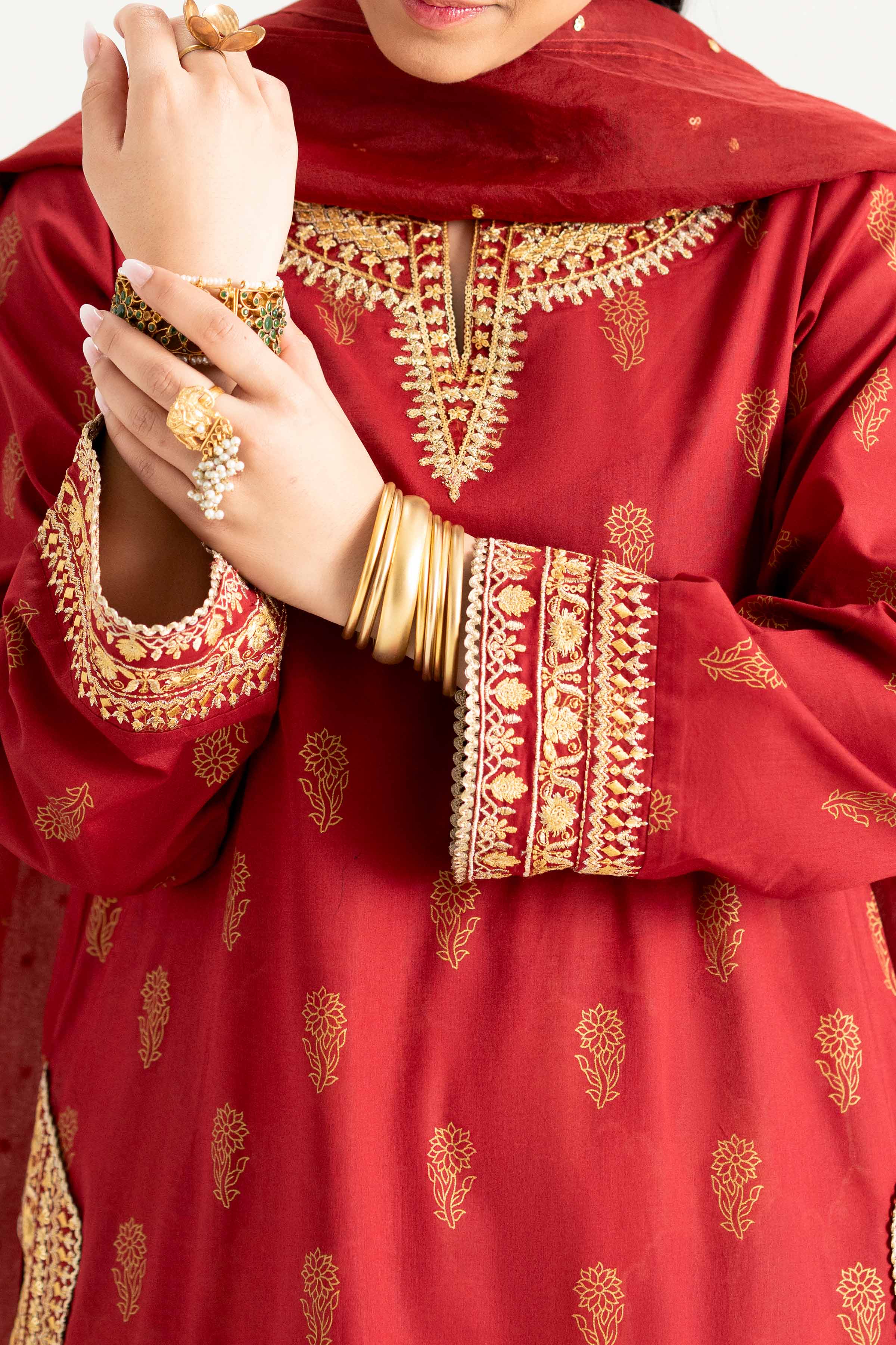 3 Piece - Printed Embroidered Suit - PMD25-13 M