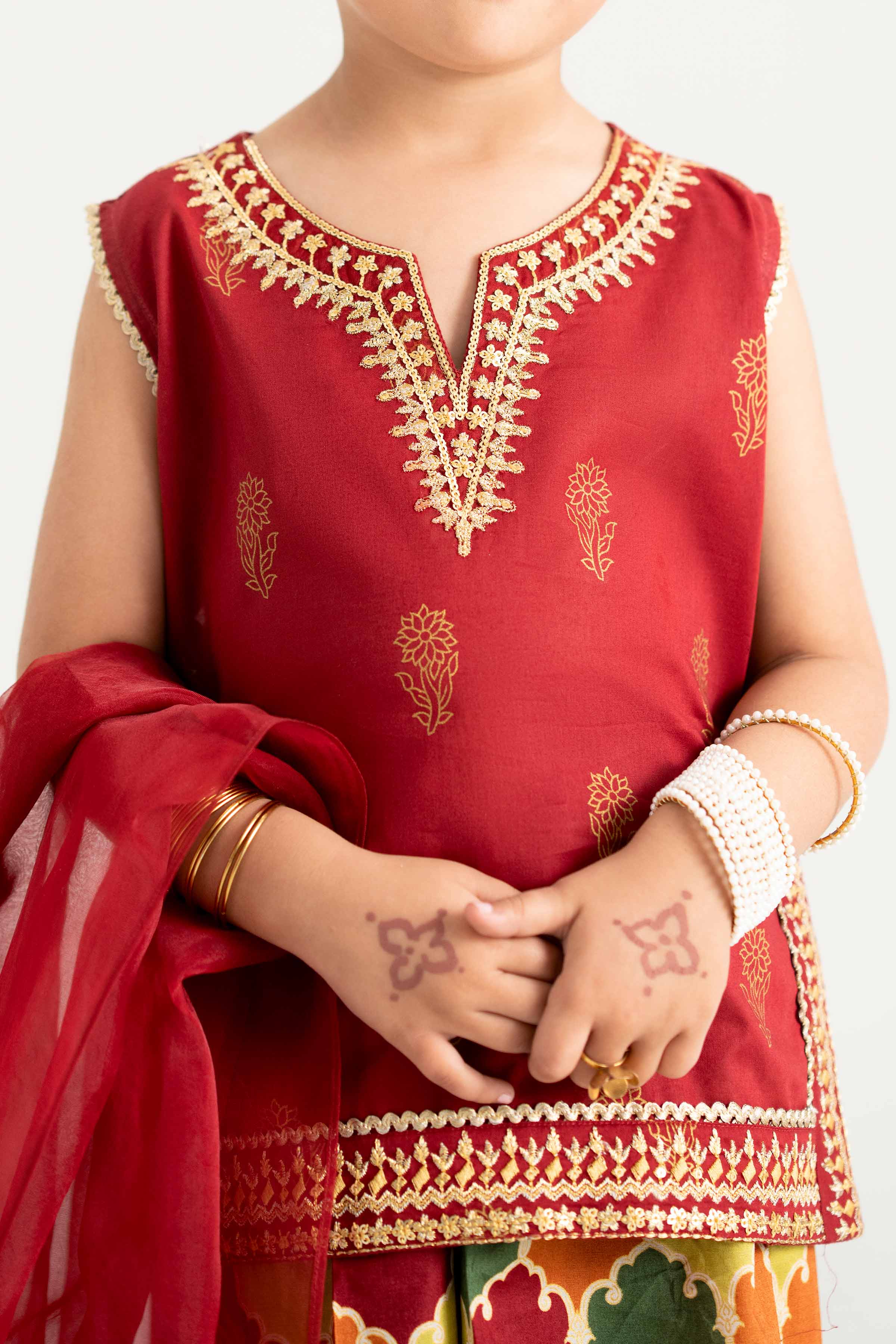 3 Piece - Printed Embroidered Suit - PMD25-13 D