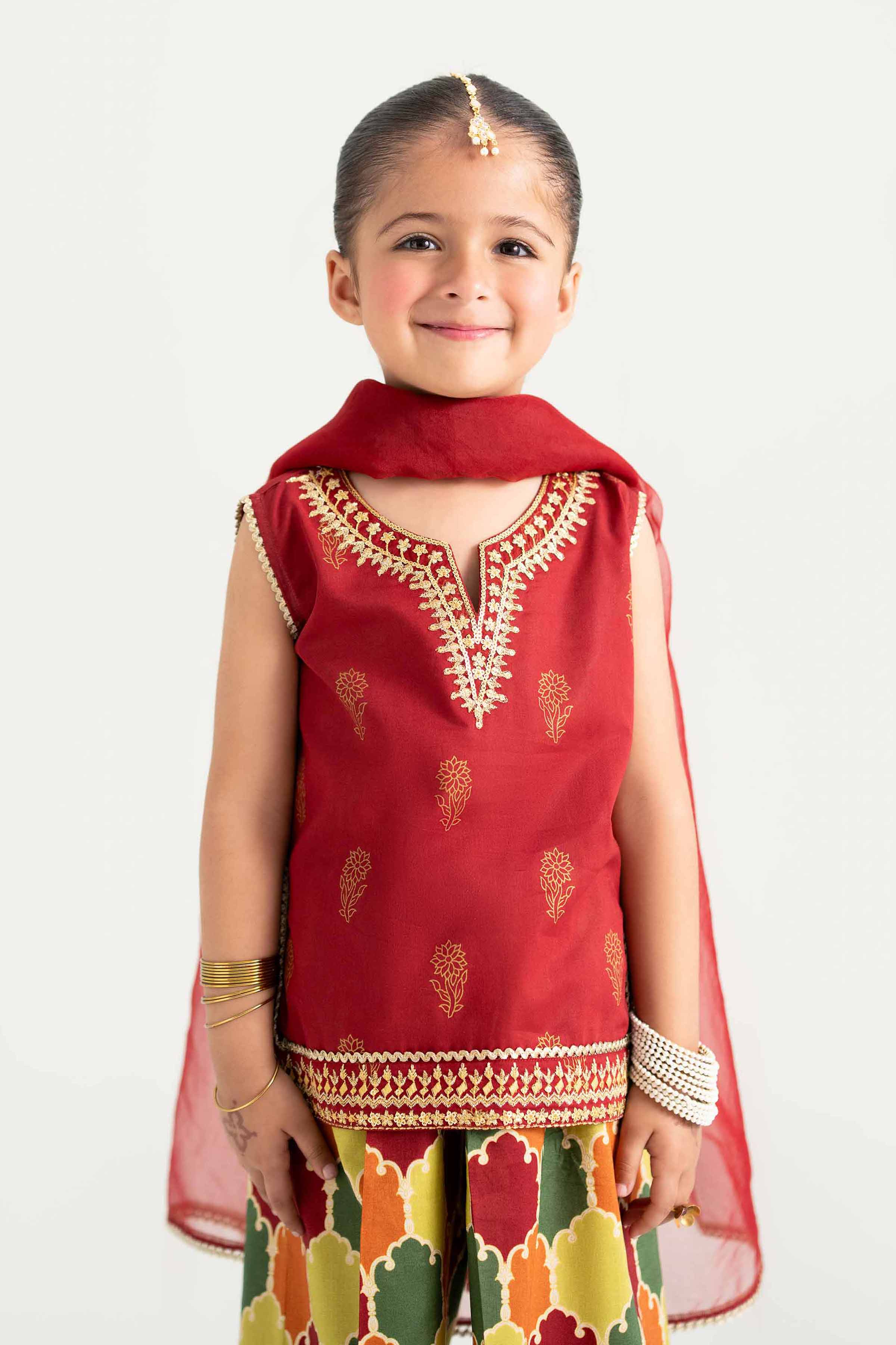 3 Piece - Printed Embroidered Suit - PMD25-13 D
