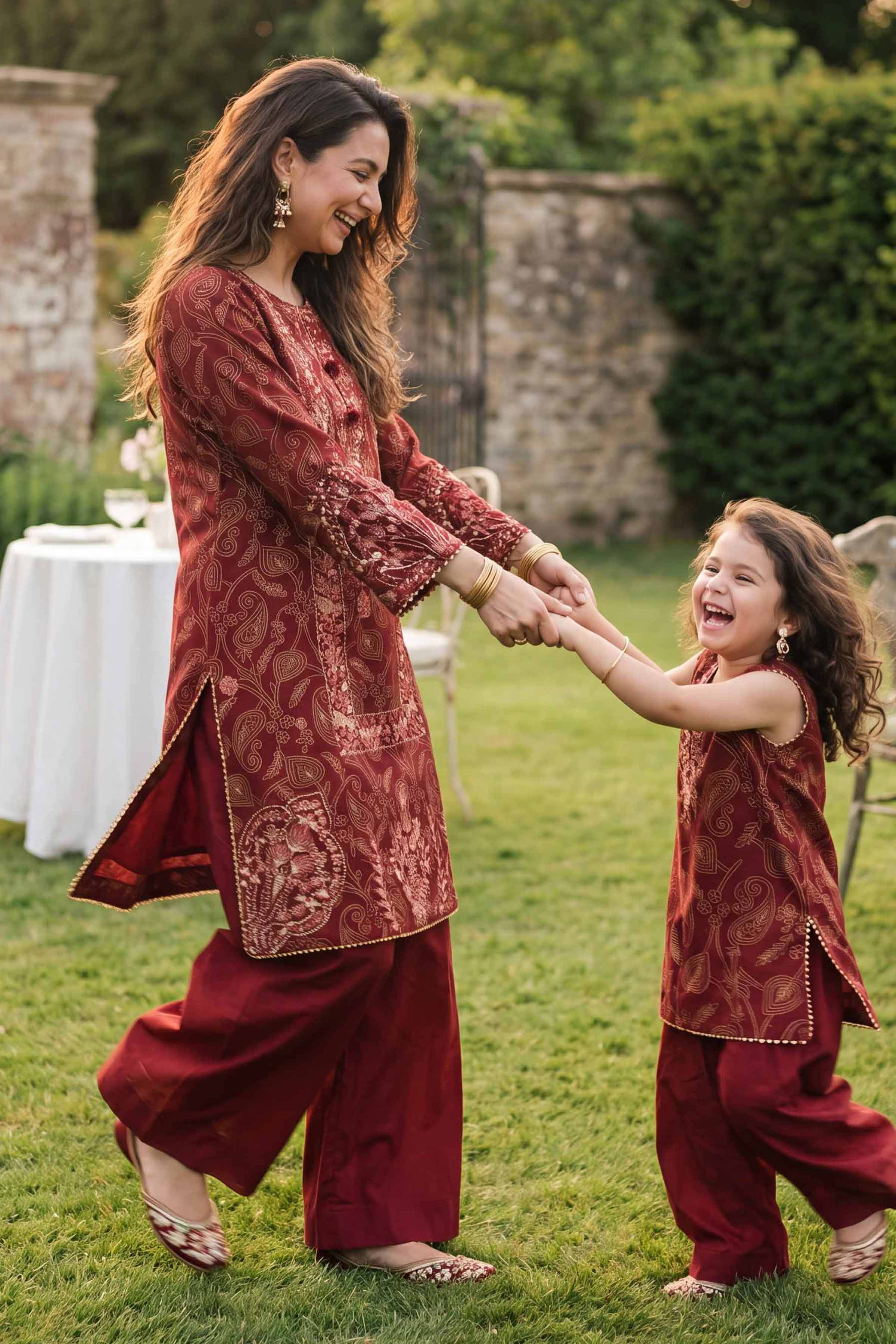 2 Piece - Printed Embroidered Suit - PMD26-01 M