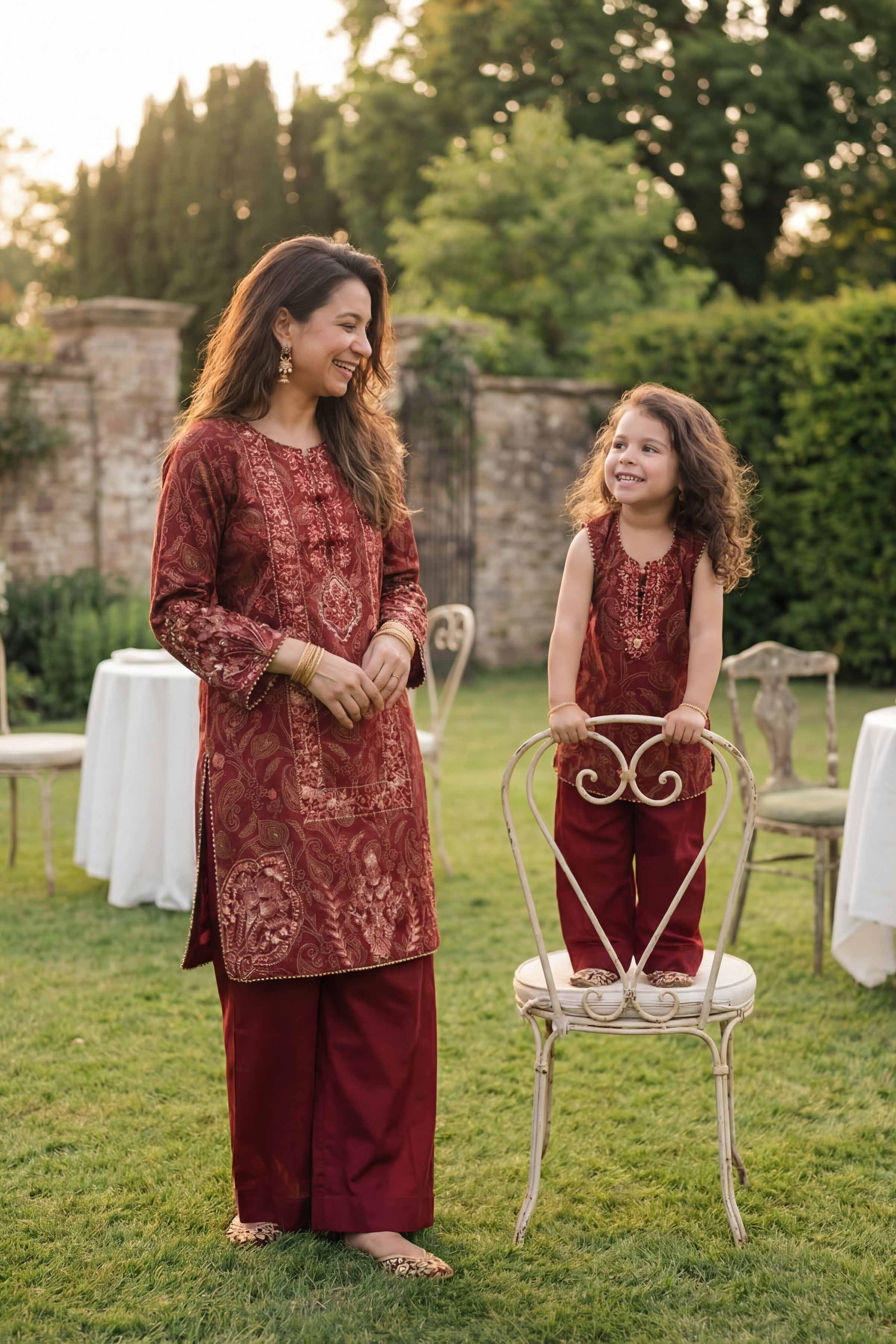 2 Piece - Printed Embroidered Suit - PMD26-01 M