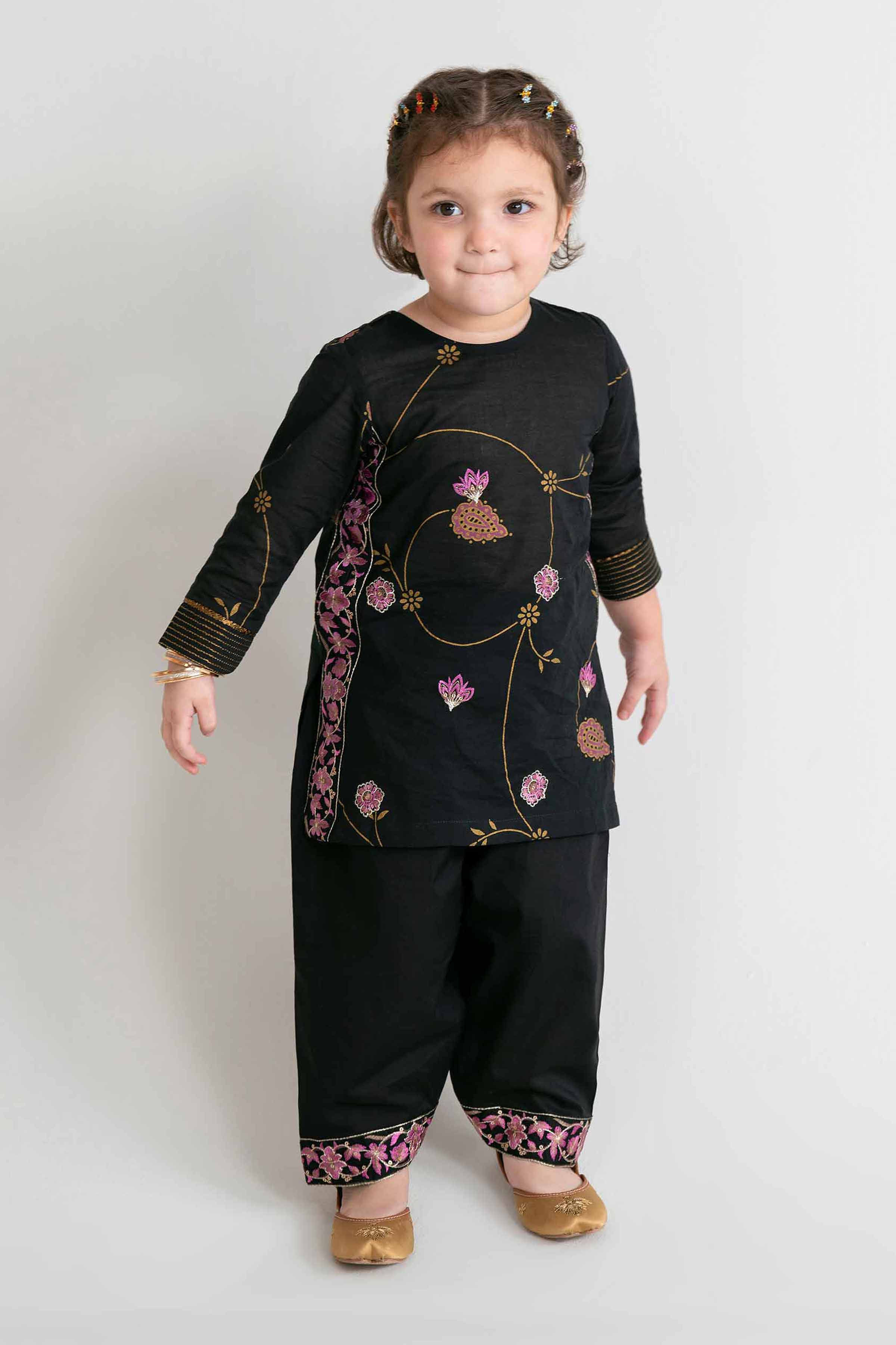 2 Piece - Printed Embroidered Suit - PMD26-03 D