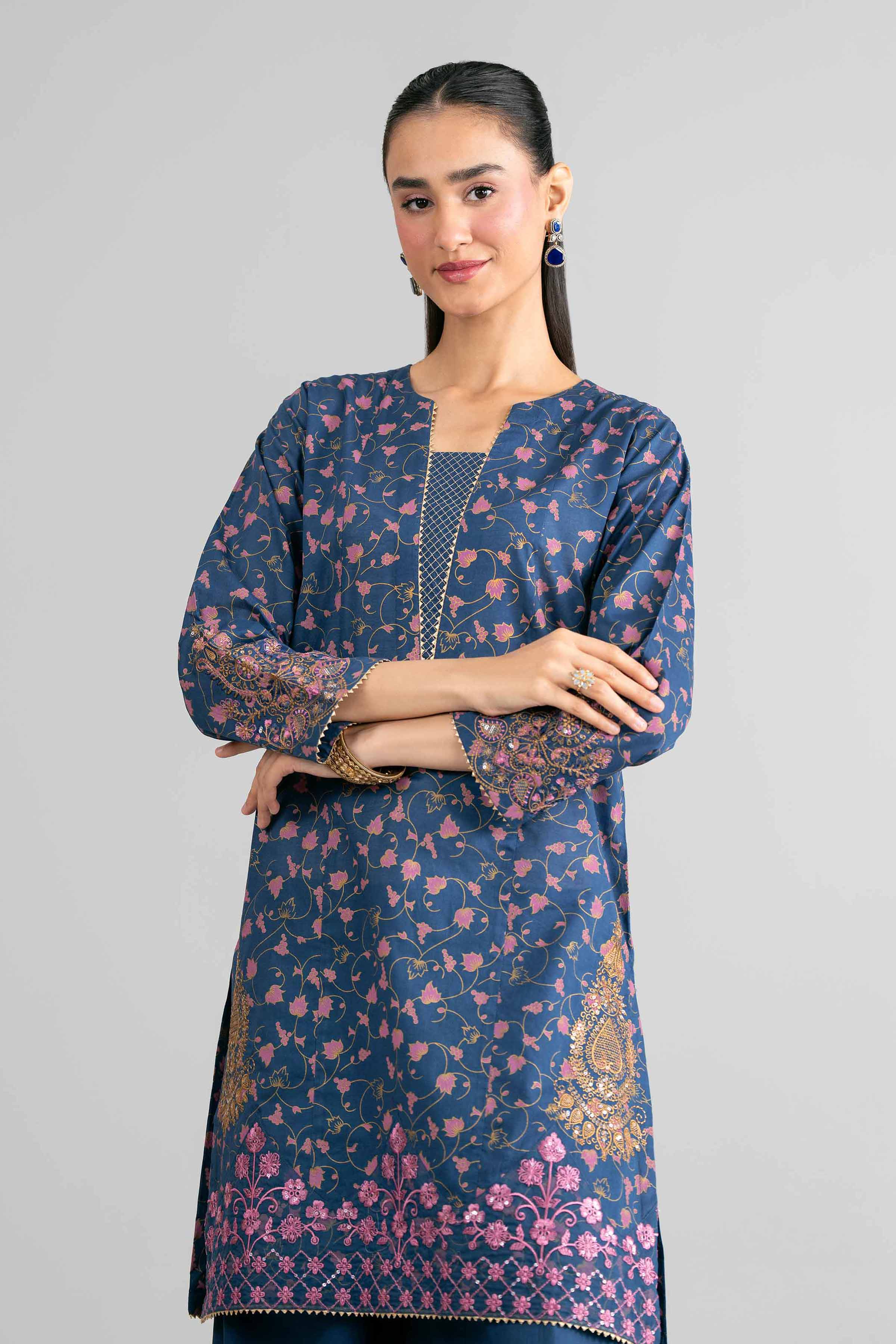 2 Piece - Printed Embroidered Suit - PMD26-04 M