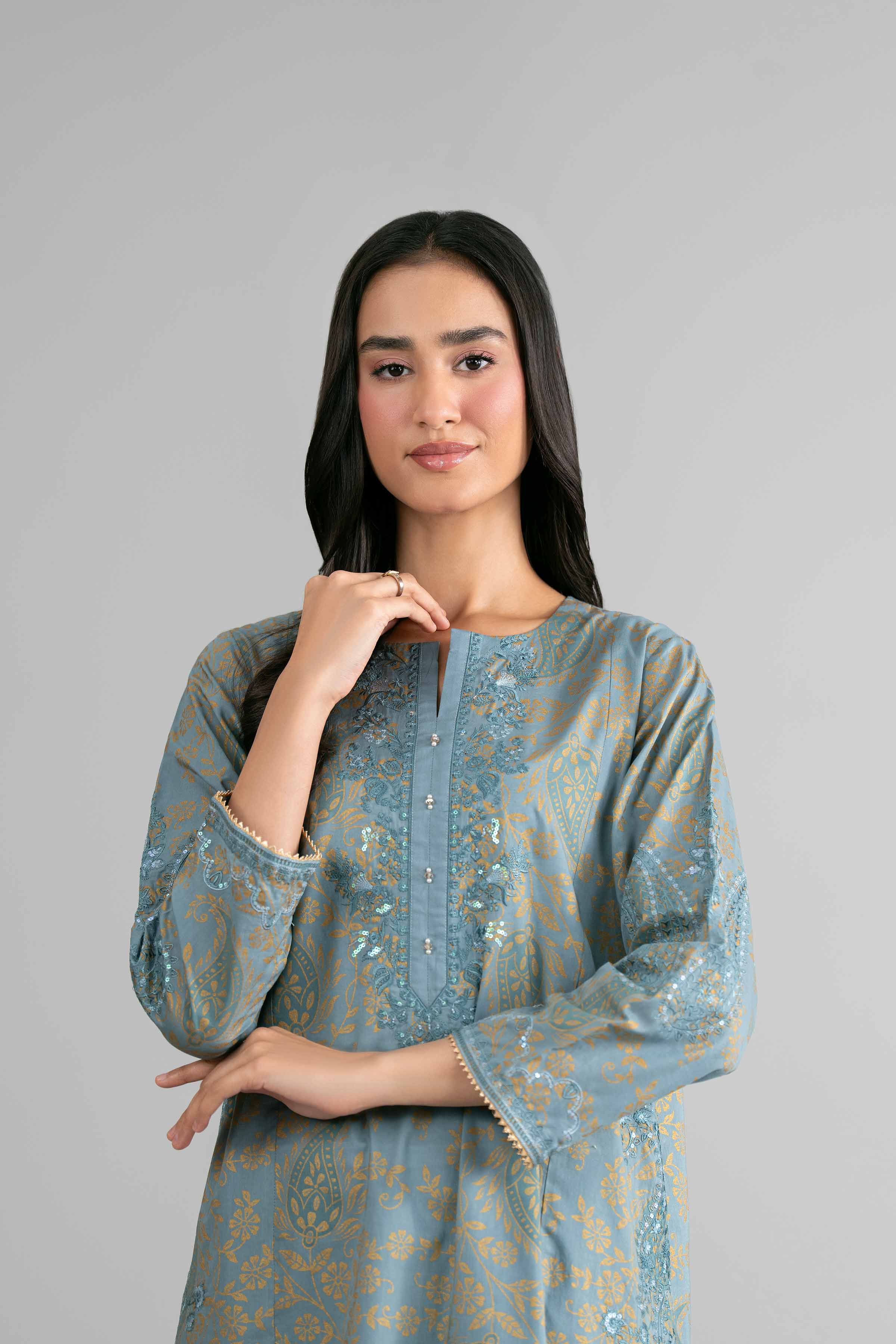 2 Piece - Printed Embroidered Suit - PMD26-05 M