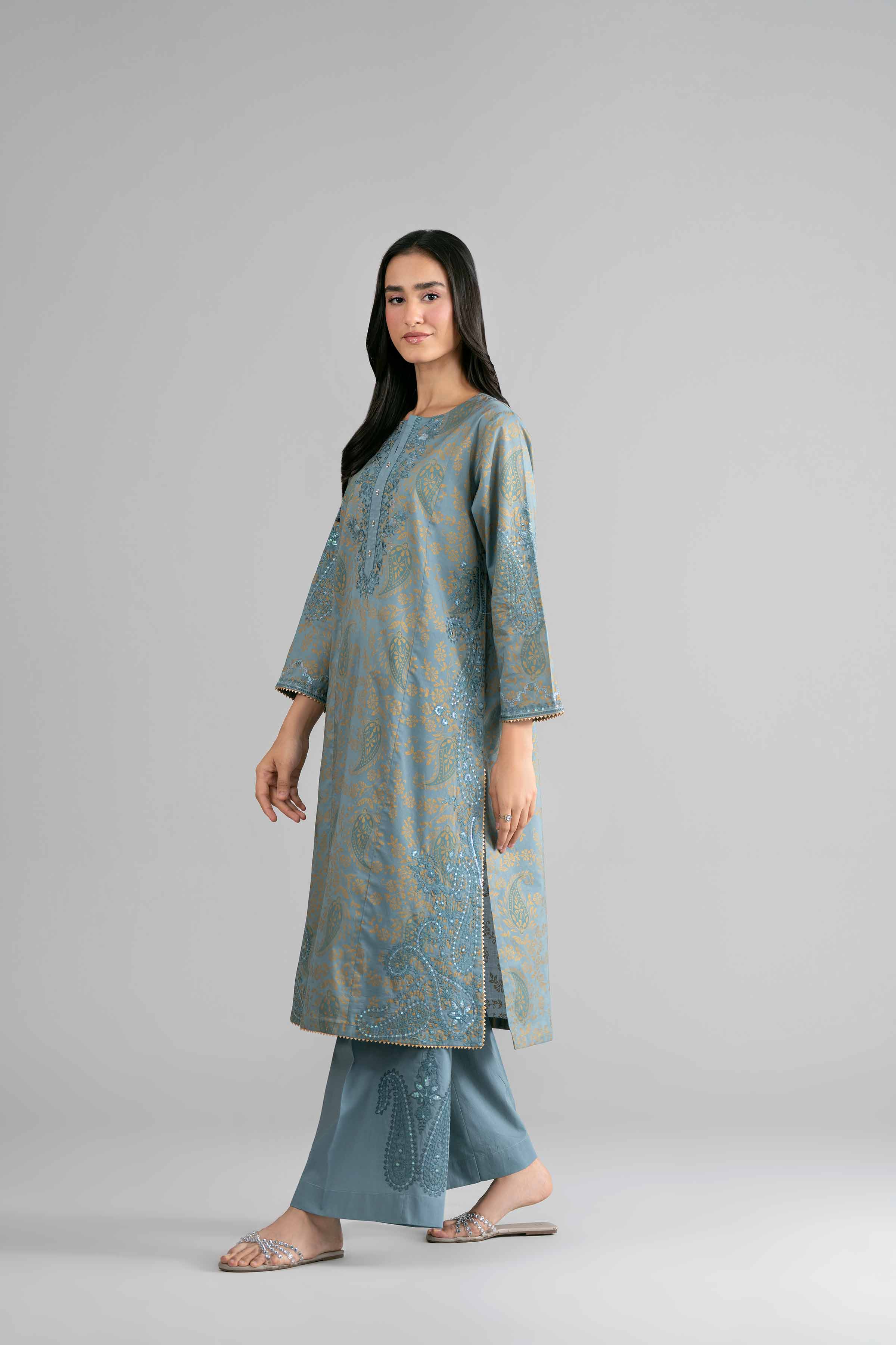 2 Piece - Printed Embroidered Suit - PMD26-05 M