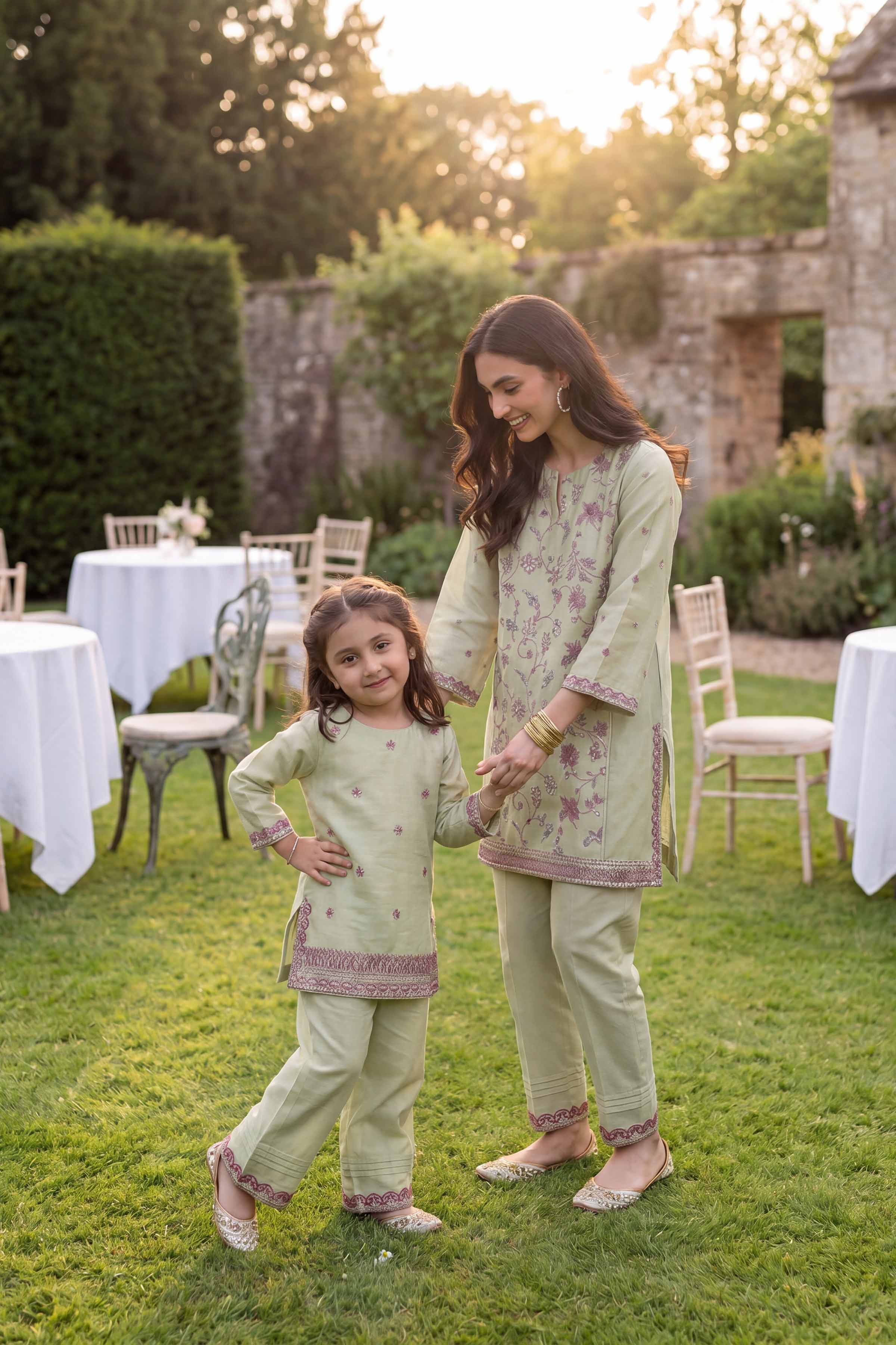 2 Piece - Embroidered Suit - PMD26-17 M