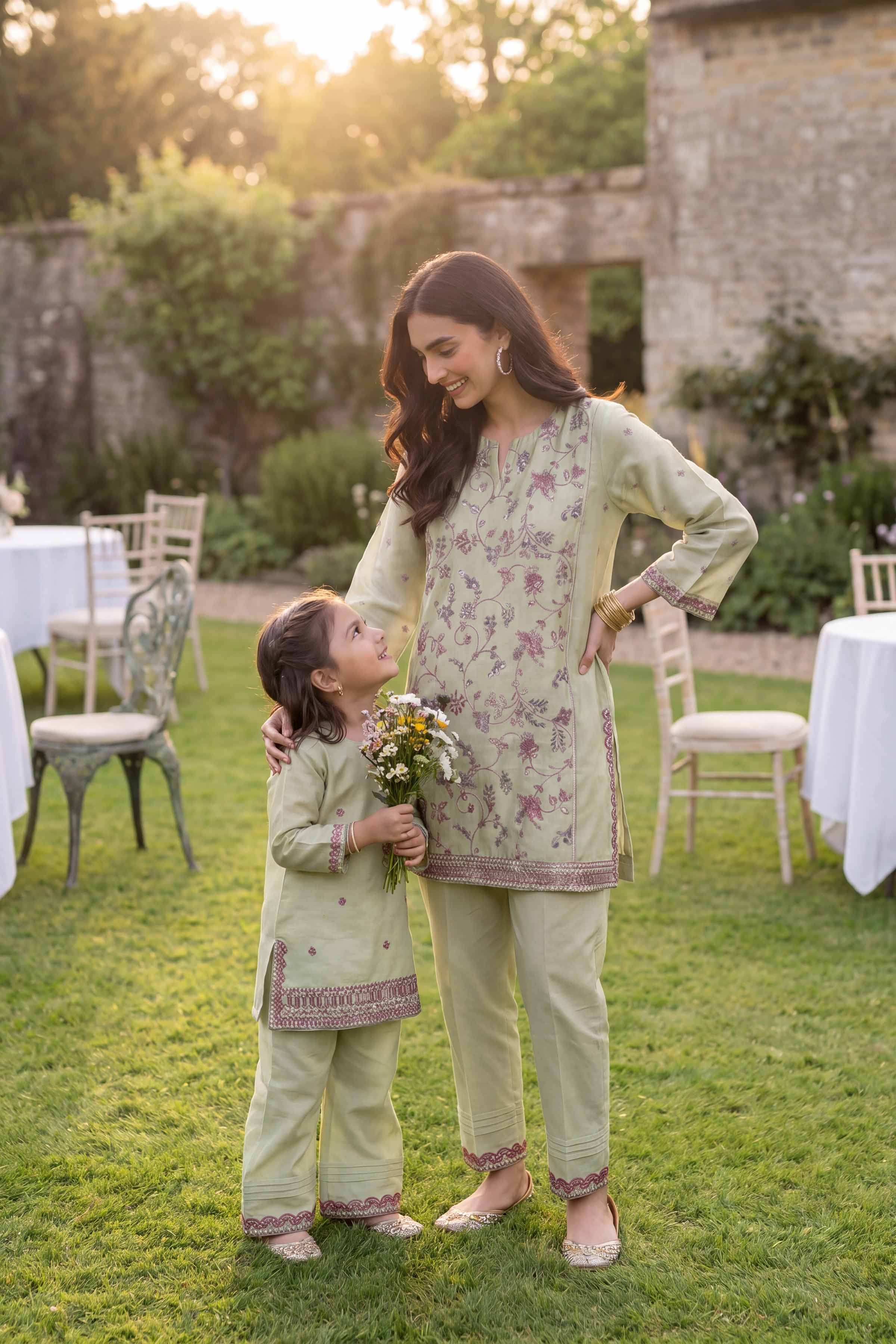 2 Piece - Embroidered Suit - PMD26-17 M