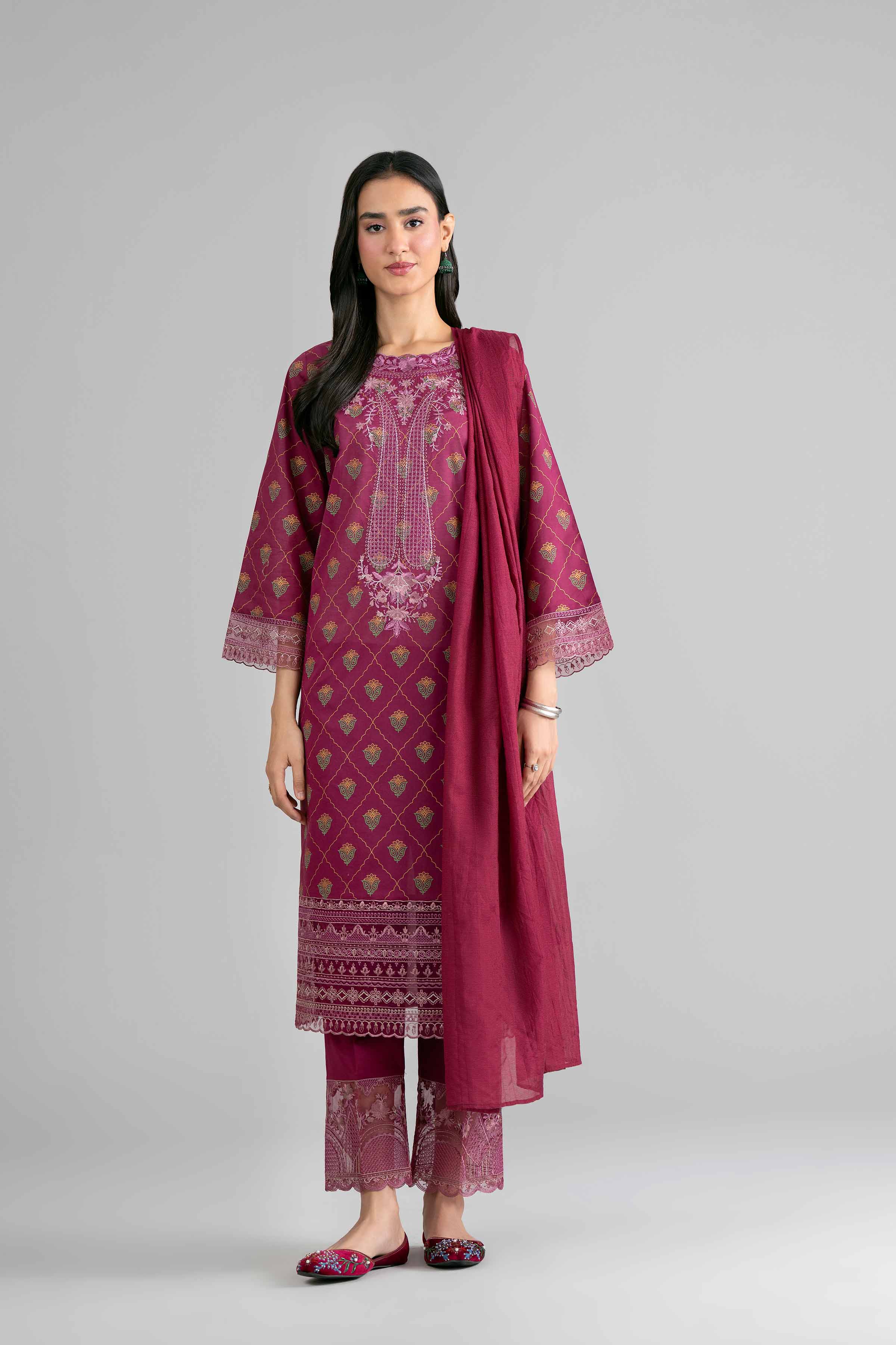 3 Piece - Printed Embroidered Suit - PMD26-41 M