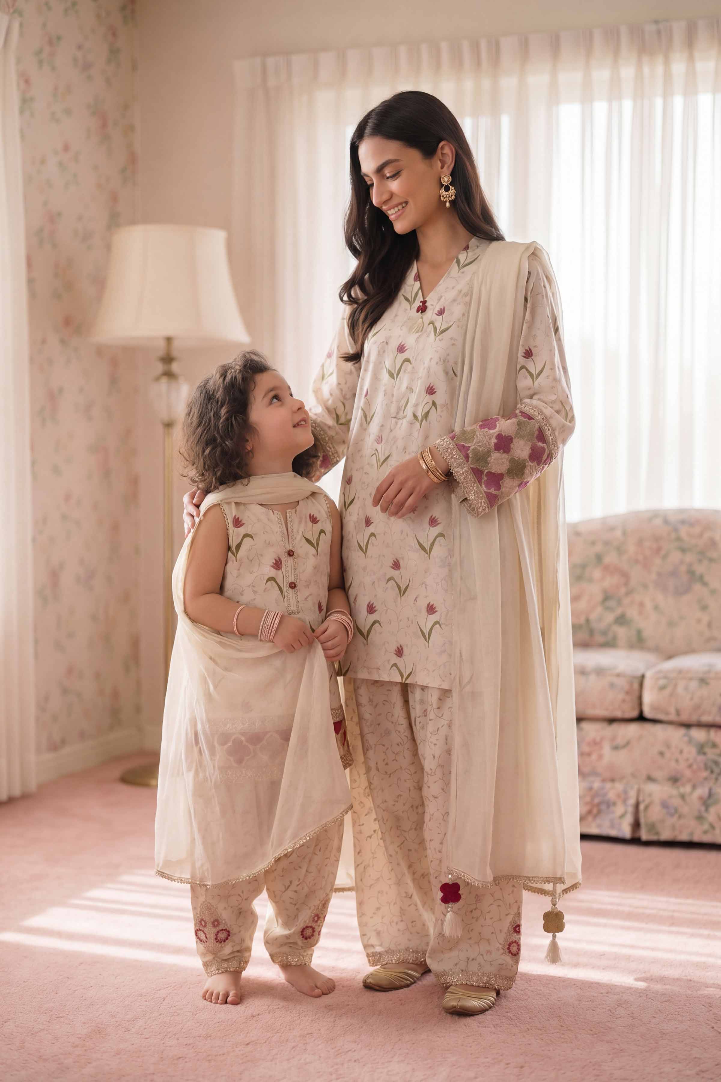3 Piece - Printed Embroidered Suit - PMD26-45 D