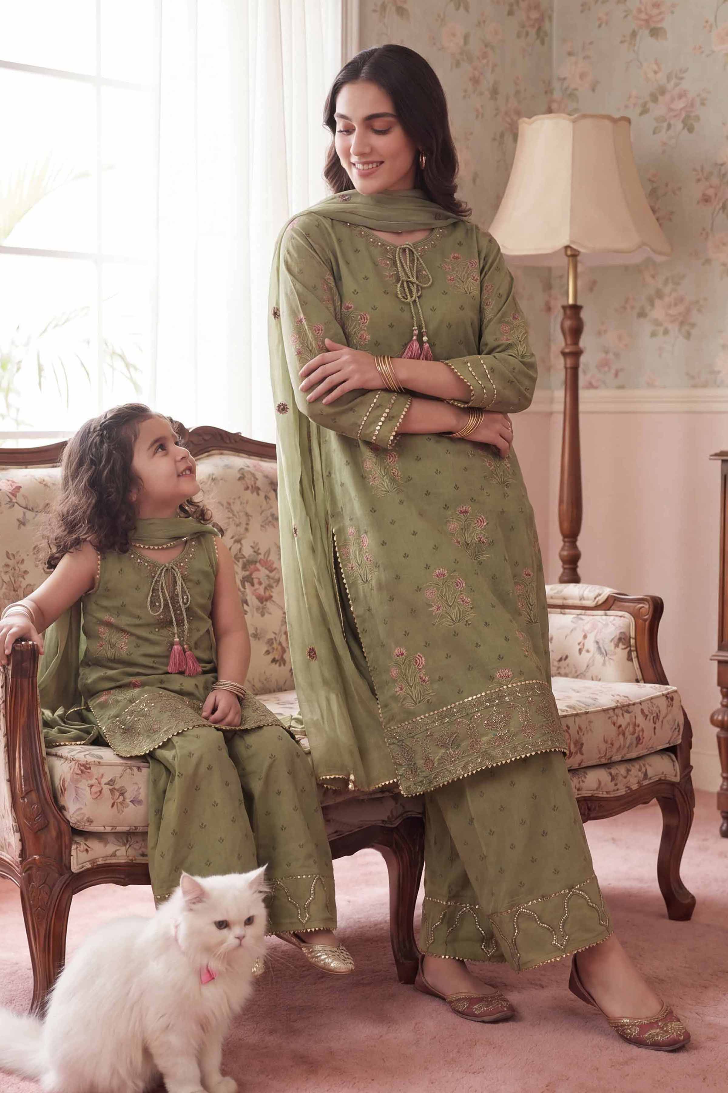 3 Piece - Printed Embroidered Suit - PMD26-46 D