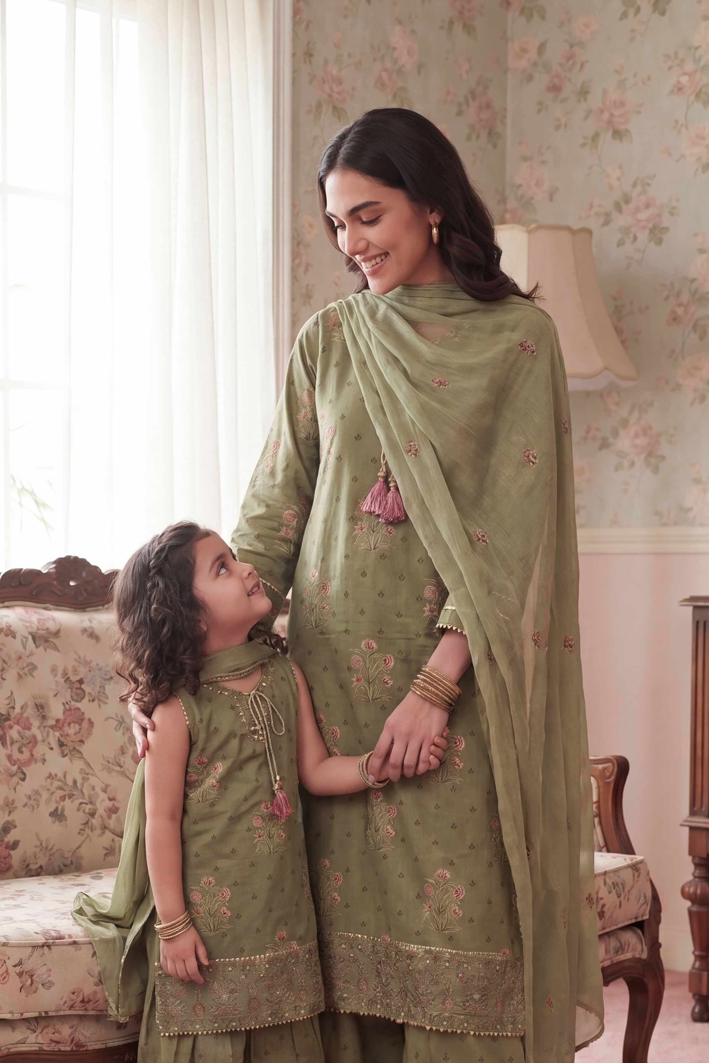 3 Piece - Printed Embroidered Suit - PMD26-46 D