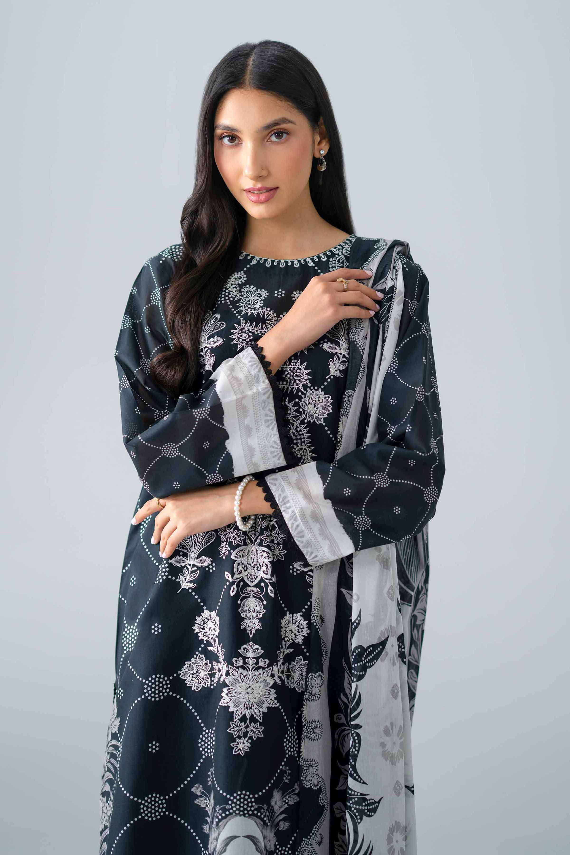 3 Piece - Printed Embroidered Suit - PMS26-05