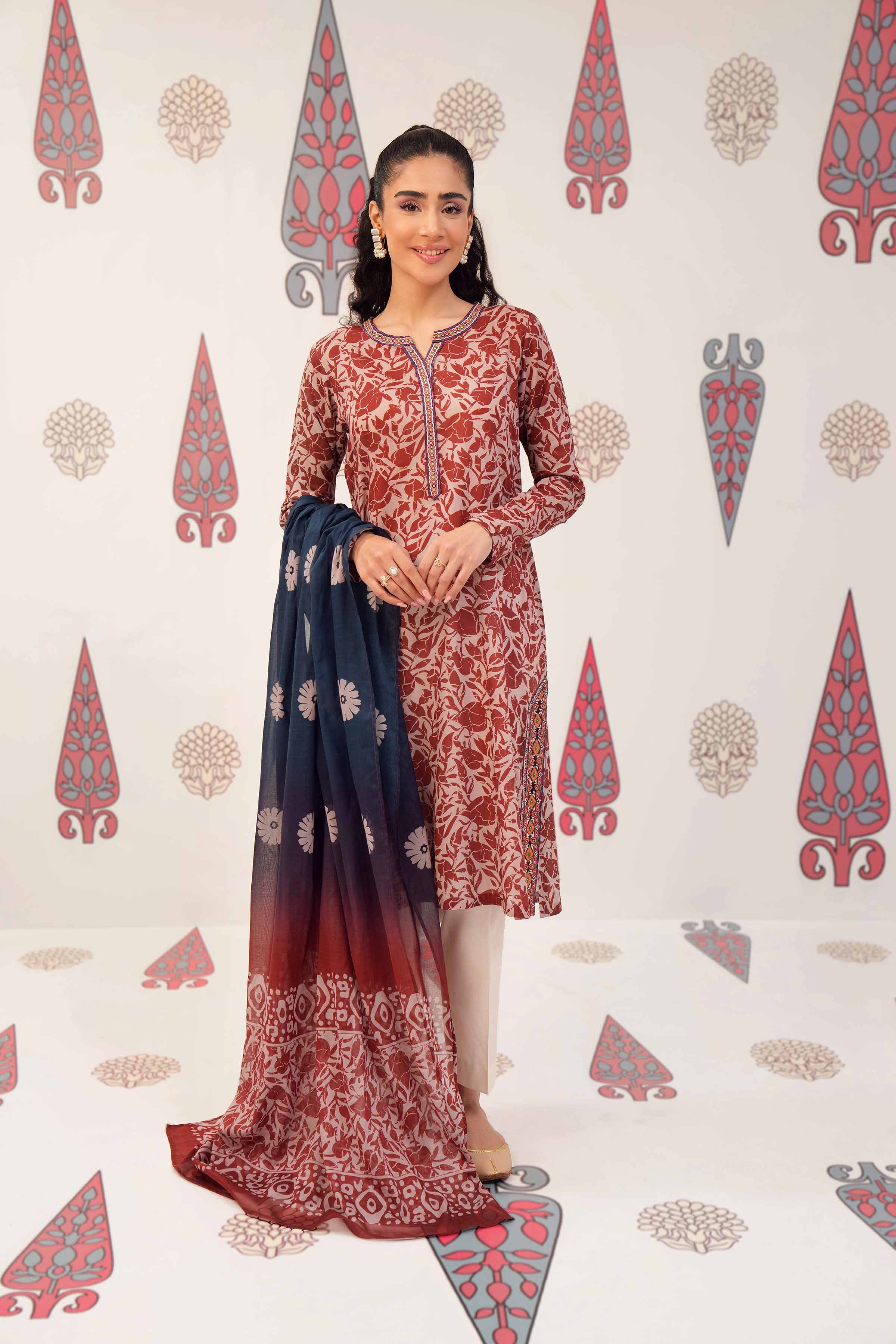 2 Piece - Printed Embroidered Suit - PS24-149