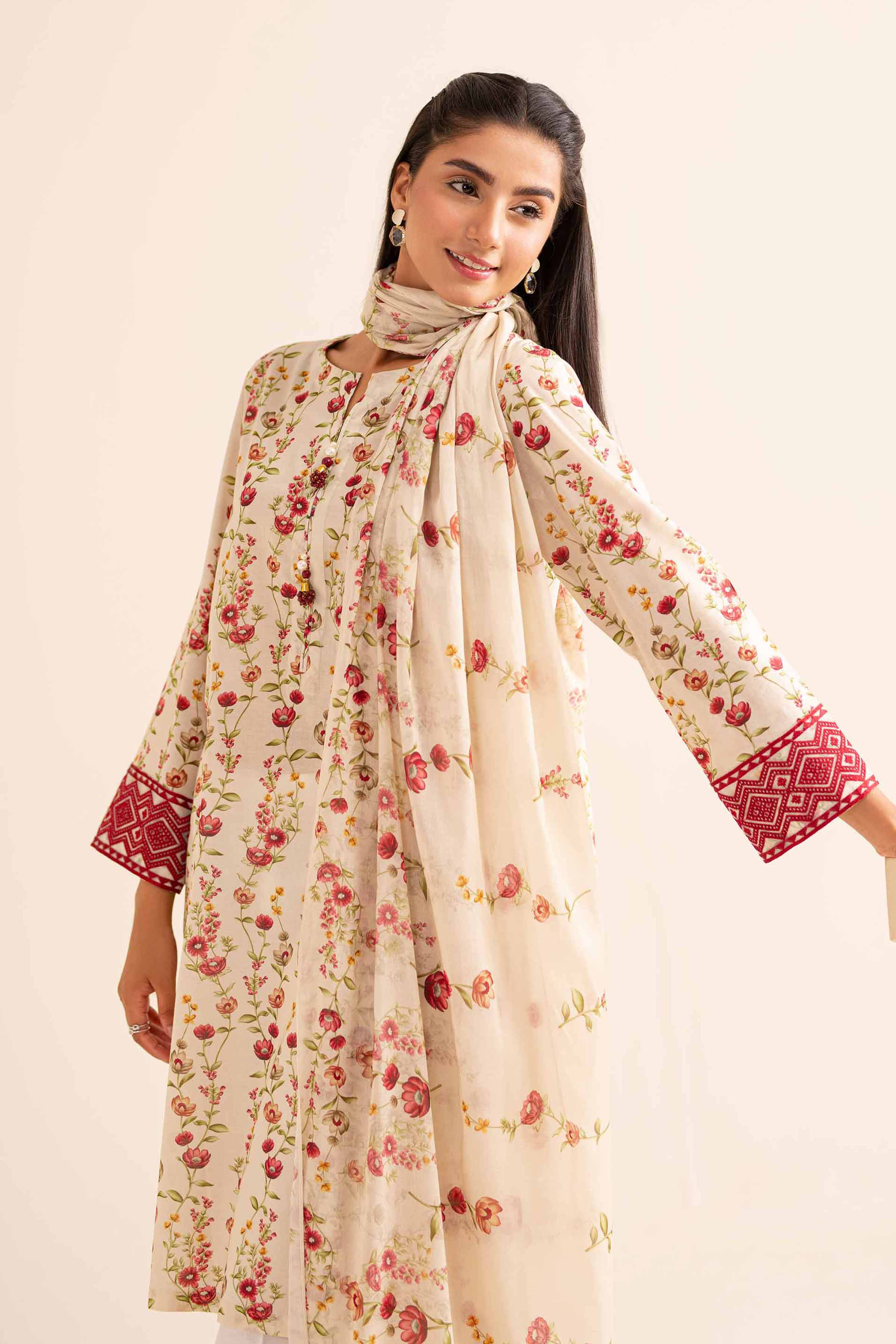 2 Piece - Printed Embroidered Suit - PS24-253