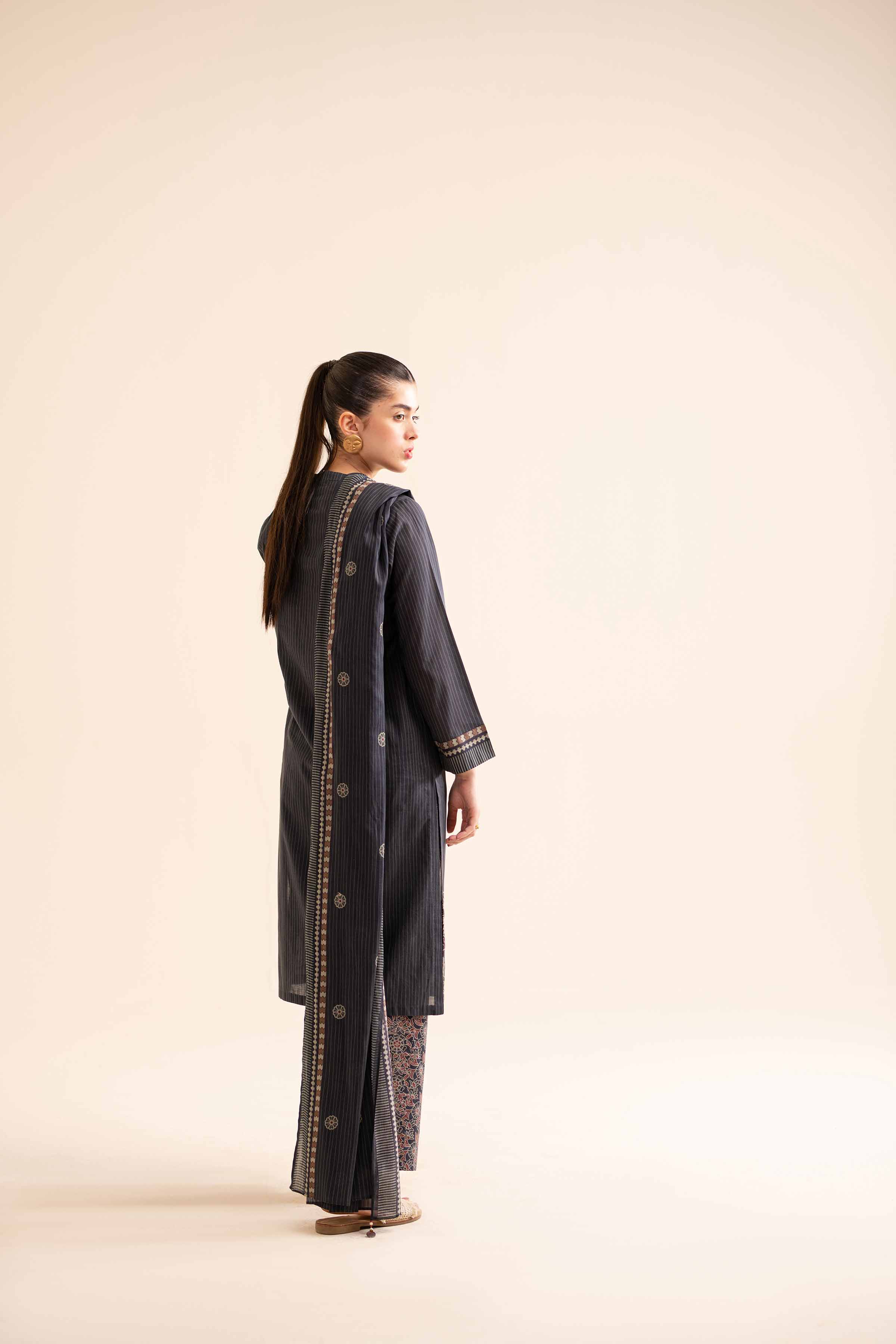 3 Piece - Printed Embroidered Suit - PS24-260