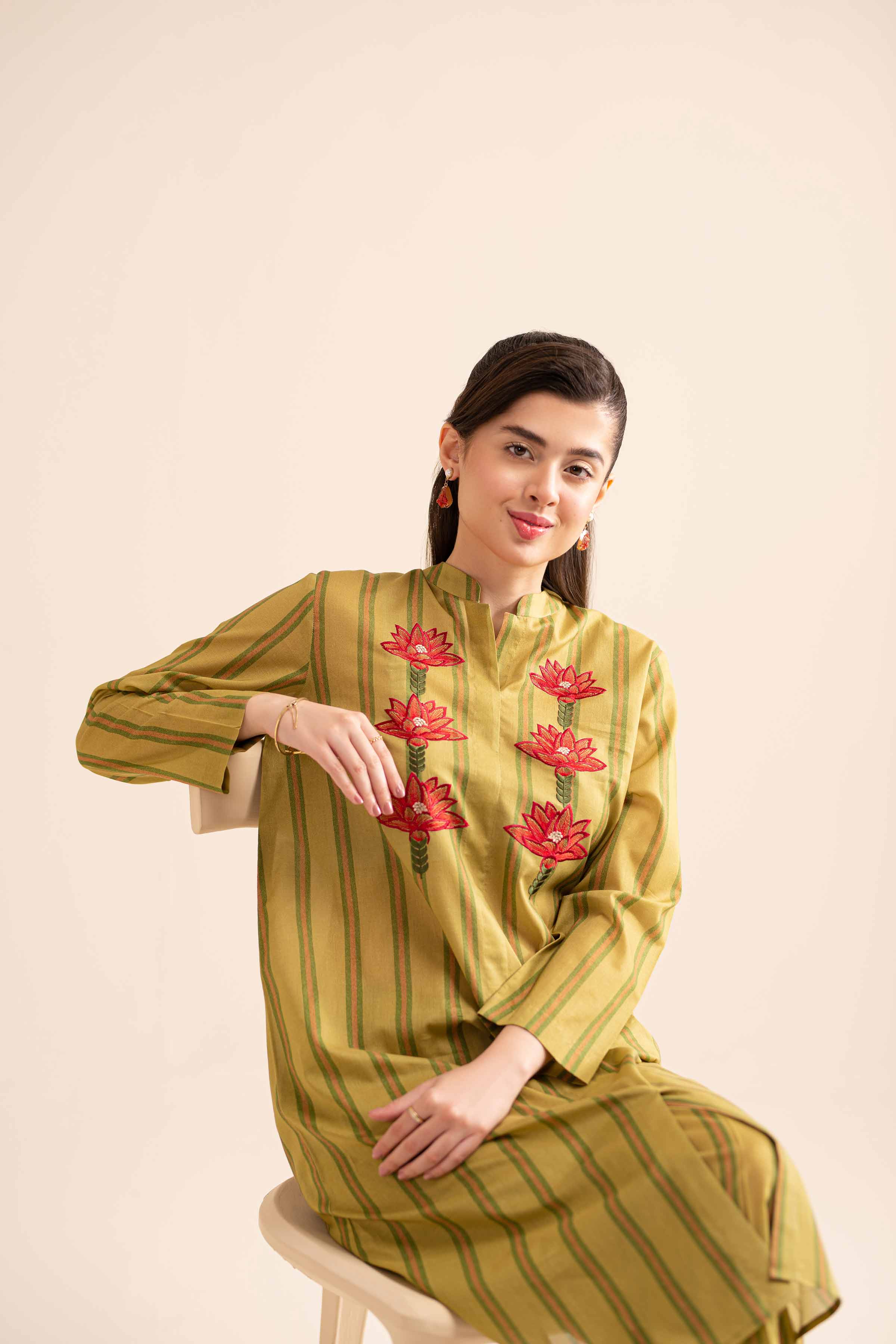 2 Piece - Printed Embroidered Suit - PS24-275