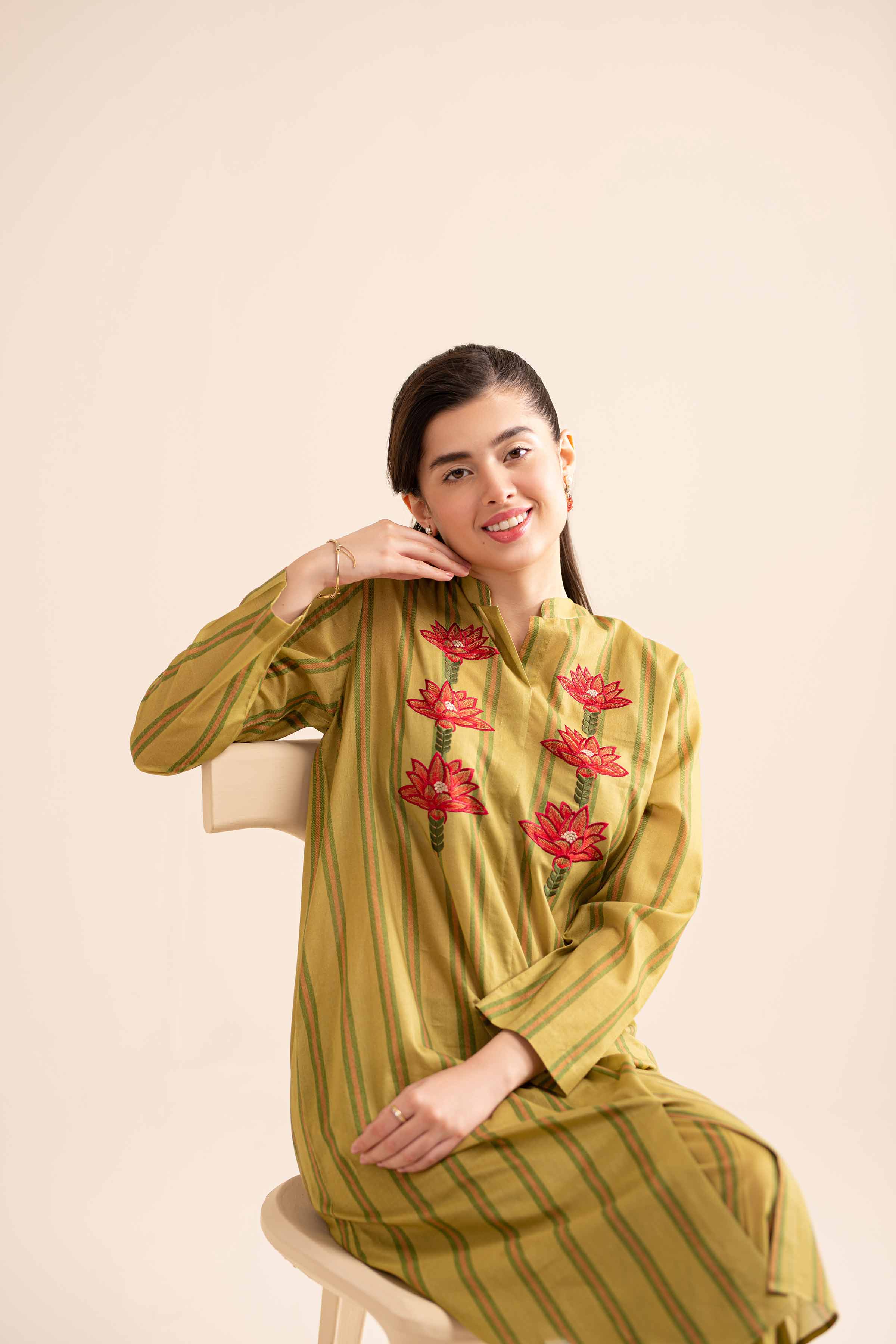 2 Piece - Printed Embroidered Suit - PS24-275