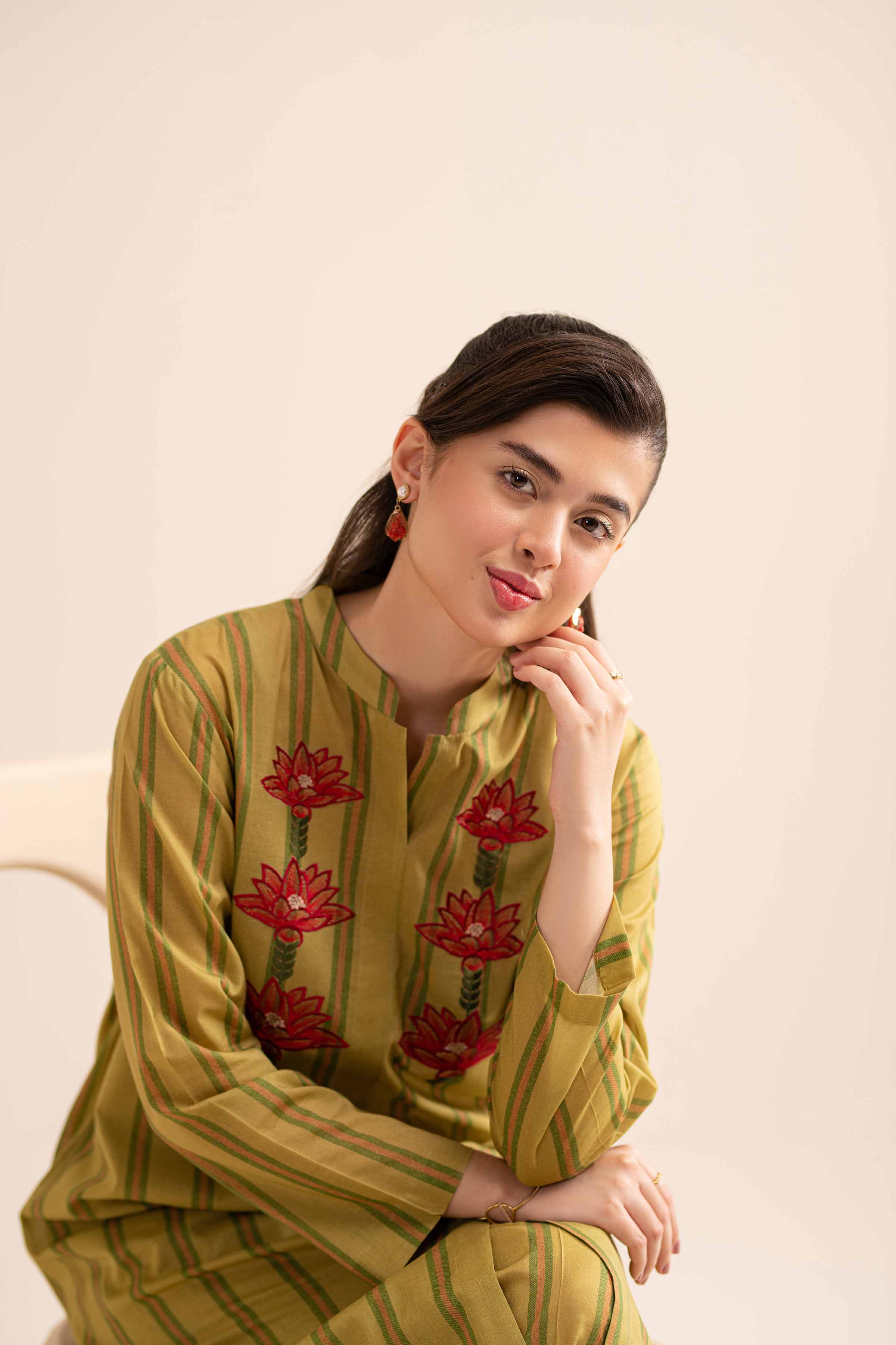 2 Piece - Printed Embroidered Suit - PS24-275