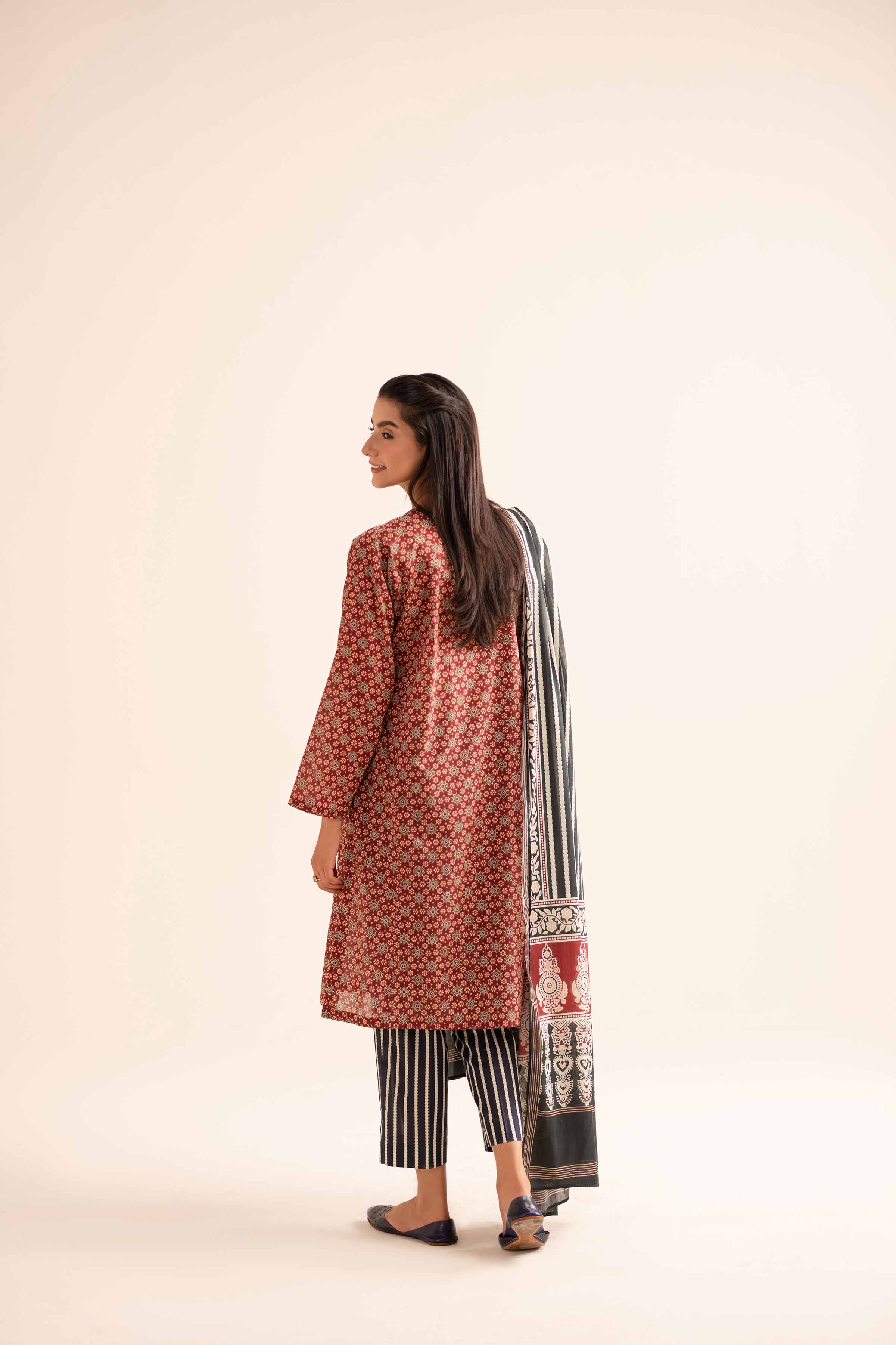 3 Piece - Printed Embroidered Suit - PS24-276