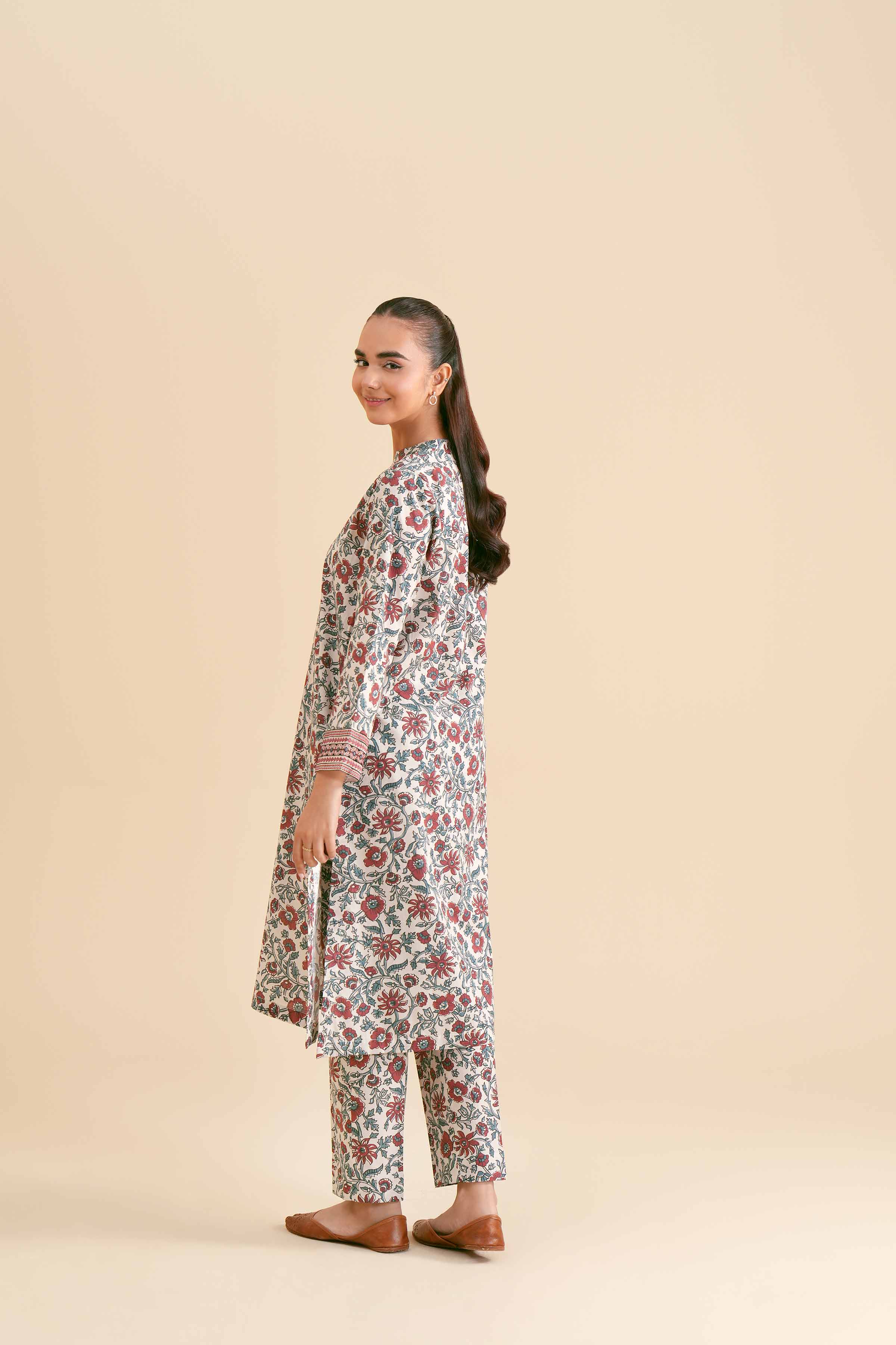 2-Piece - Printed Embroidered Suit - PS24-288