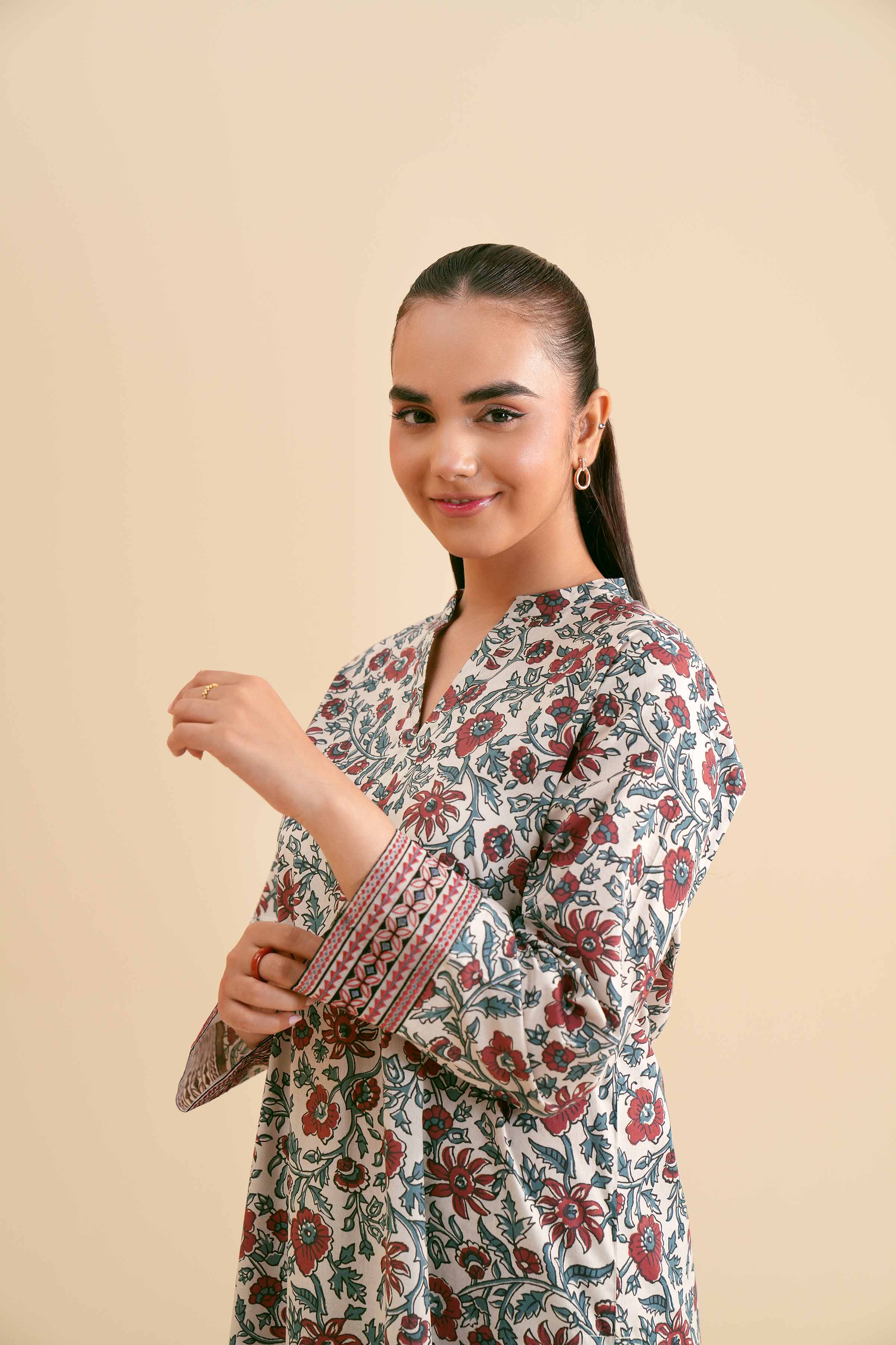 2-Piece - Printed Embroidered Suit - PS24-288